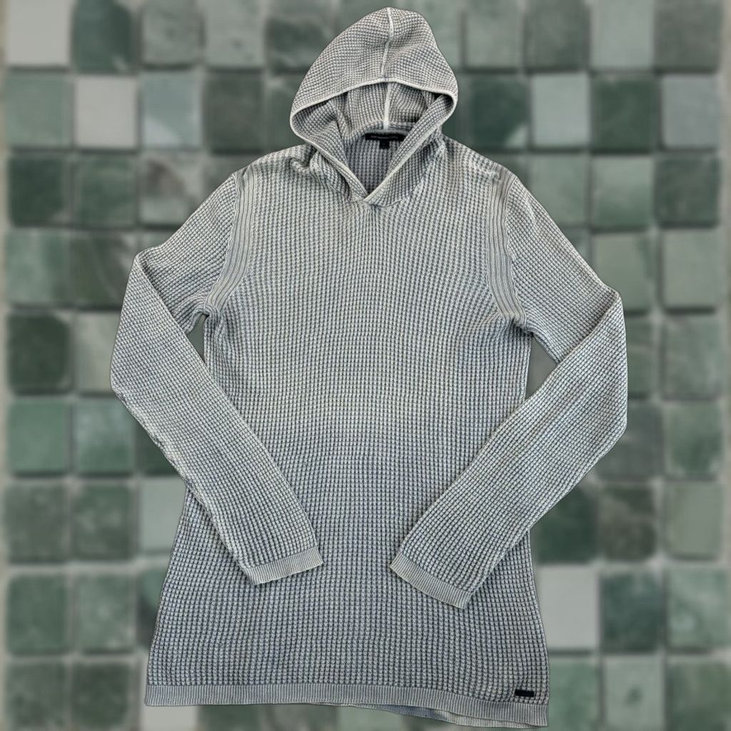 John Varvatos John Varvatos USA Argento Waffle Knit Hoodie Men XL Grey Long Sleeve Pullover Size US XL / EU 56 / 4 - 1 Thumbnail