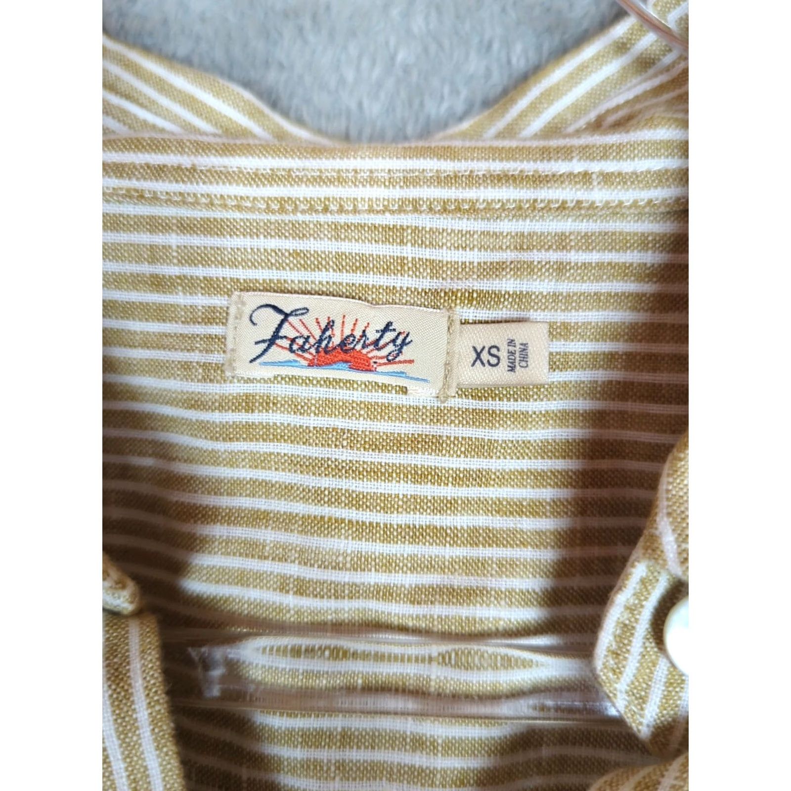 Faherty VINTAGE Faherty Laguna Linen Maxi Dress XS Golden Sun Stripe Coastal Preppy Resortwear Size XS / US 0-2 / IT 36-38 - 4 Thumbnail