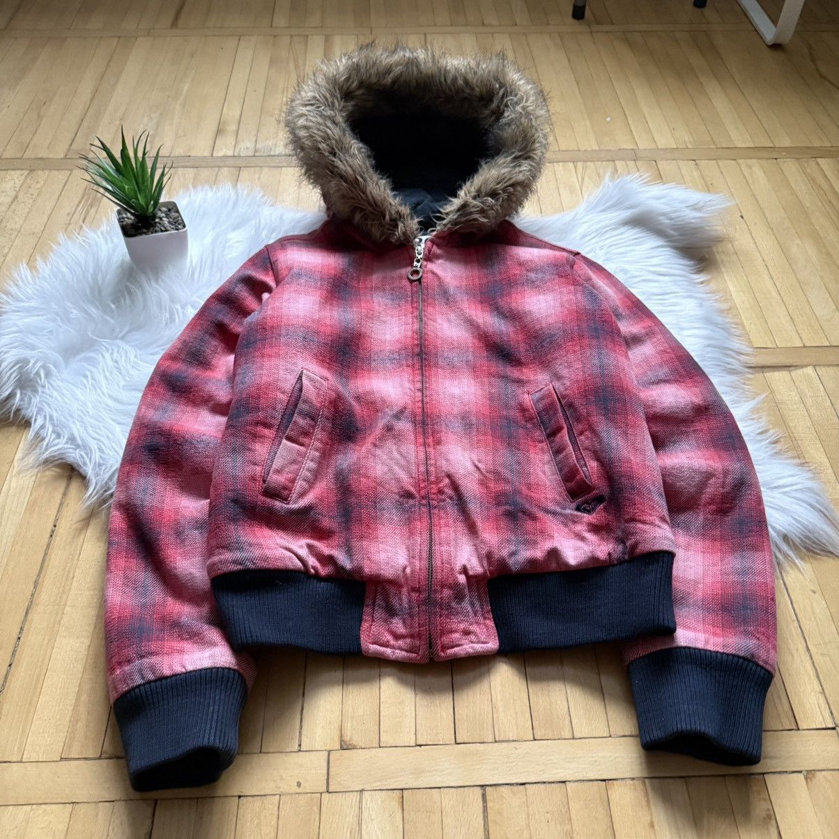 If Six Was Nine 📌 Vintage Roxy Quiksilver Faux Fur Y2K Bomber Jacket Size S / US 4 / IT 40 - 4 Thumbnail