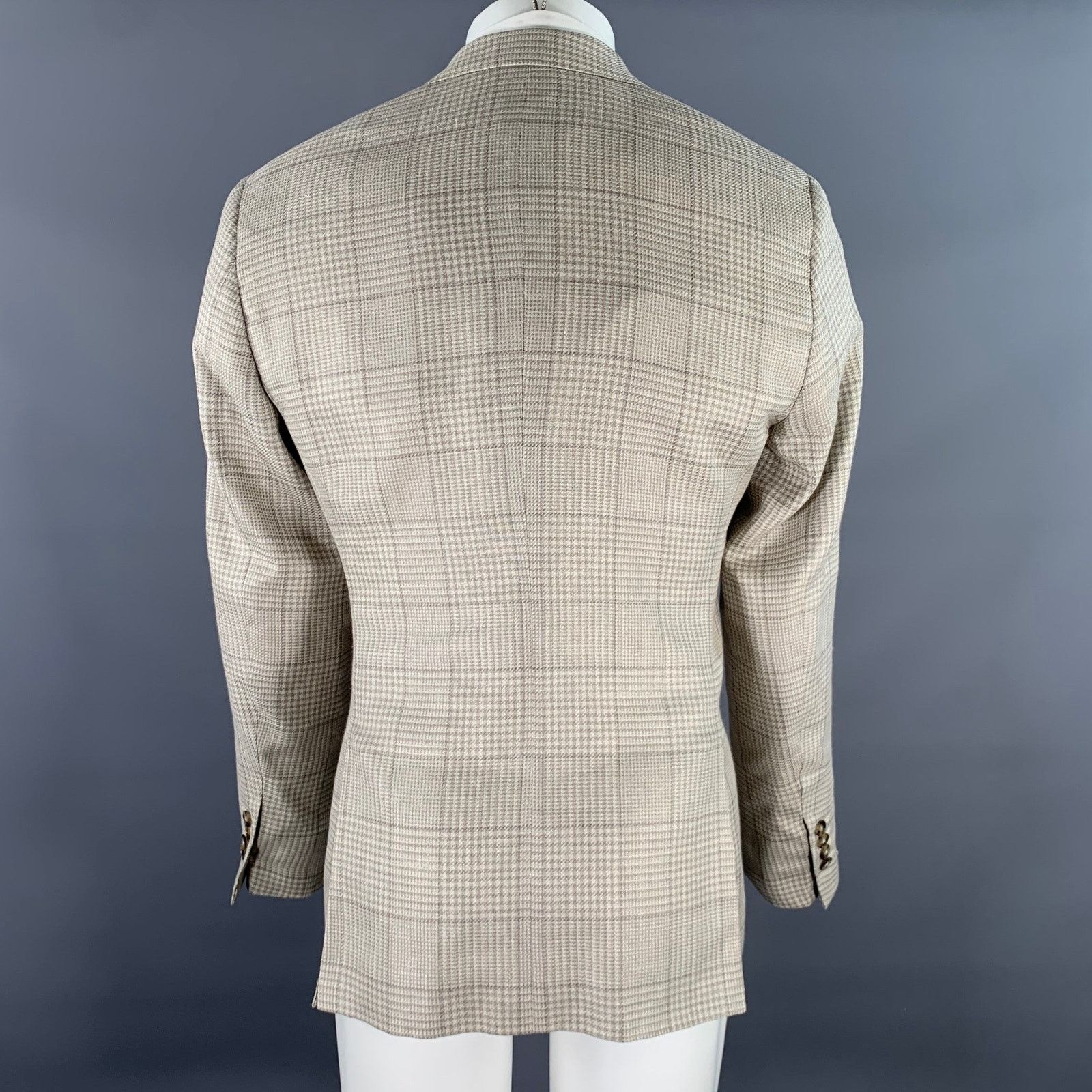 Other ATELIER MUNRO 38 Beige Glen Check Notch Lapel Sport Coat Size 38R - 4 Thumbnail