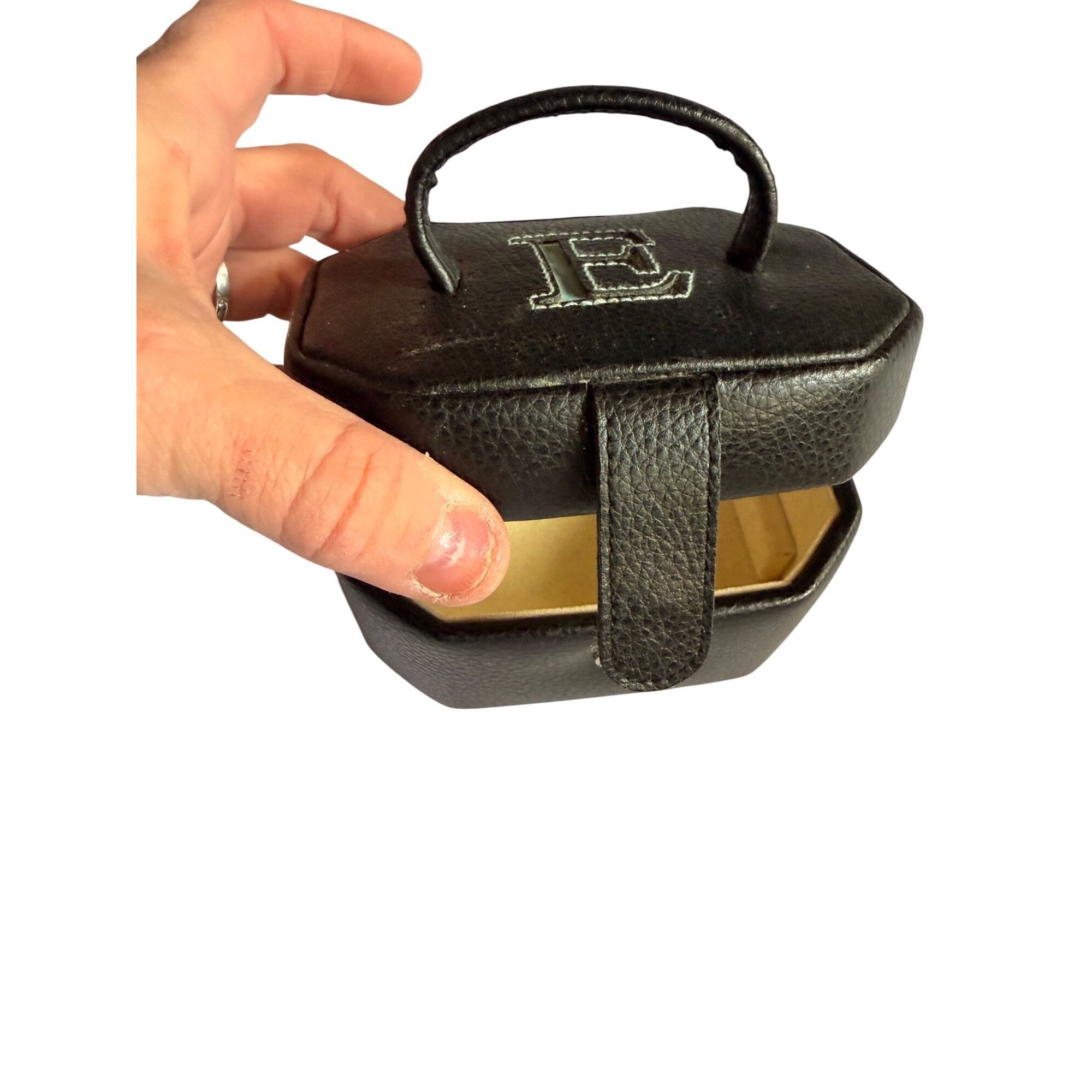 Other Black Faux Leather Jewelry Box With Mirror & Initial E Monog Size ONE SIZE - 1 Thumbnail