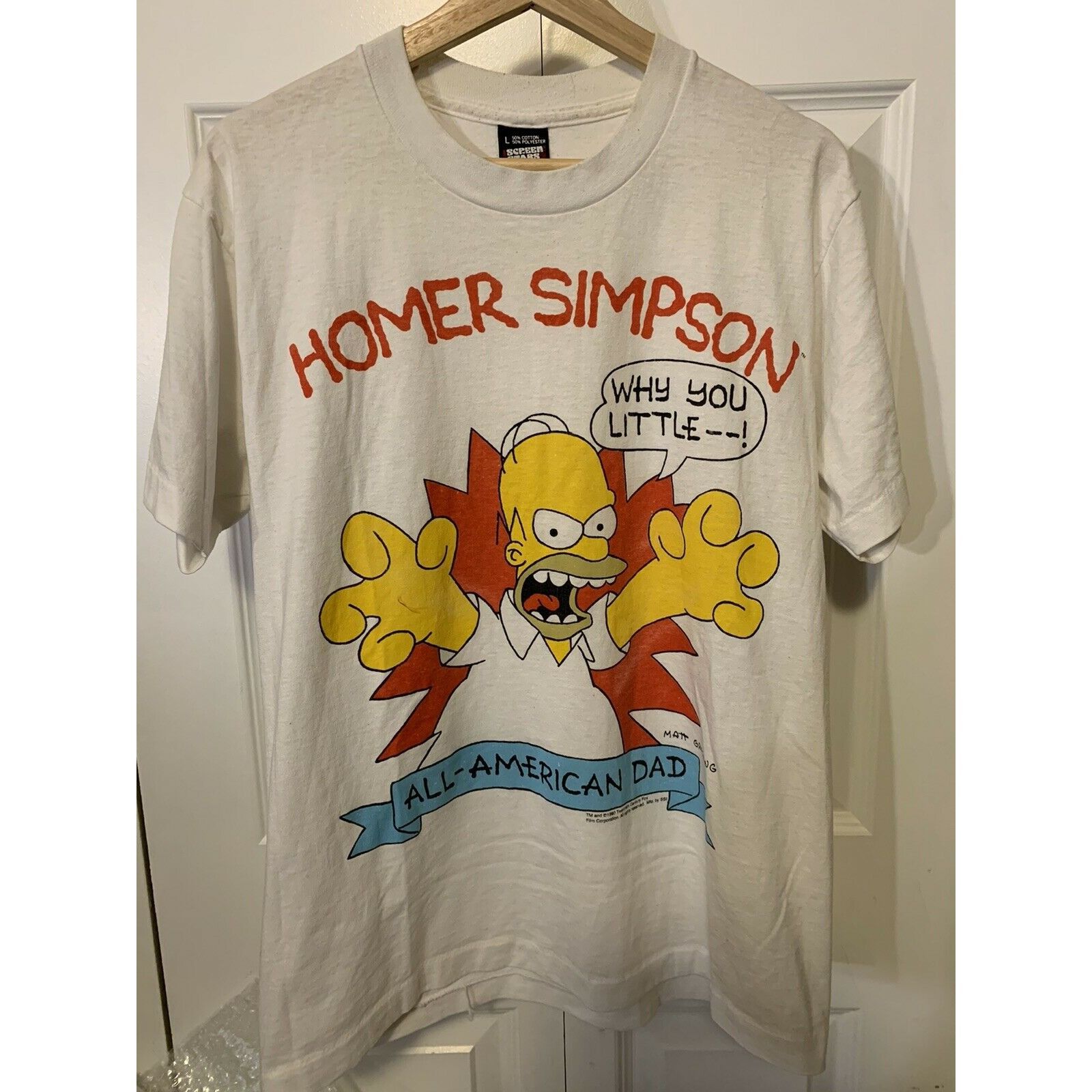 VTG 90s Homer Simpson T Shirt Why You Little __! All Americ