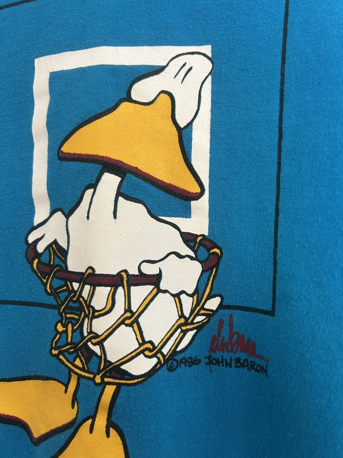 Vintage 1986 Vintage Slam Duck Hef-t by TeeJays Basketball T-shirt Size US M / EU 48-50 / 2 - 3 Thumbnail