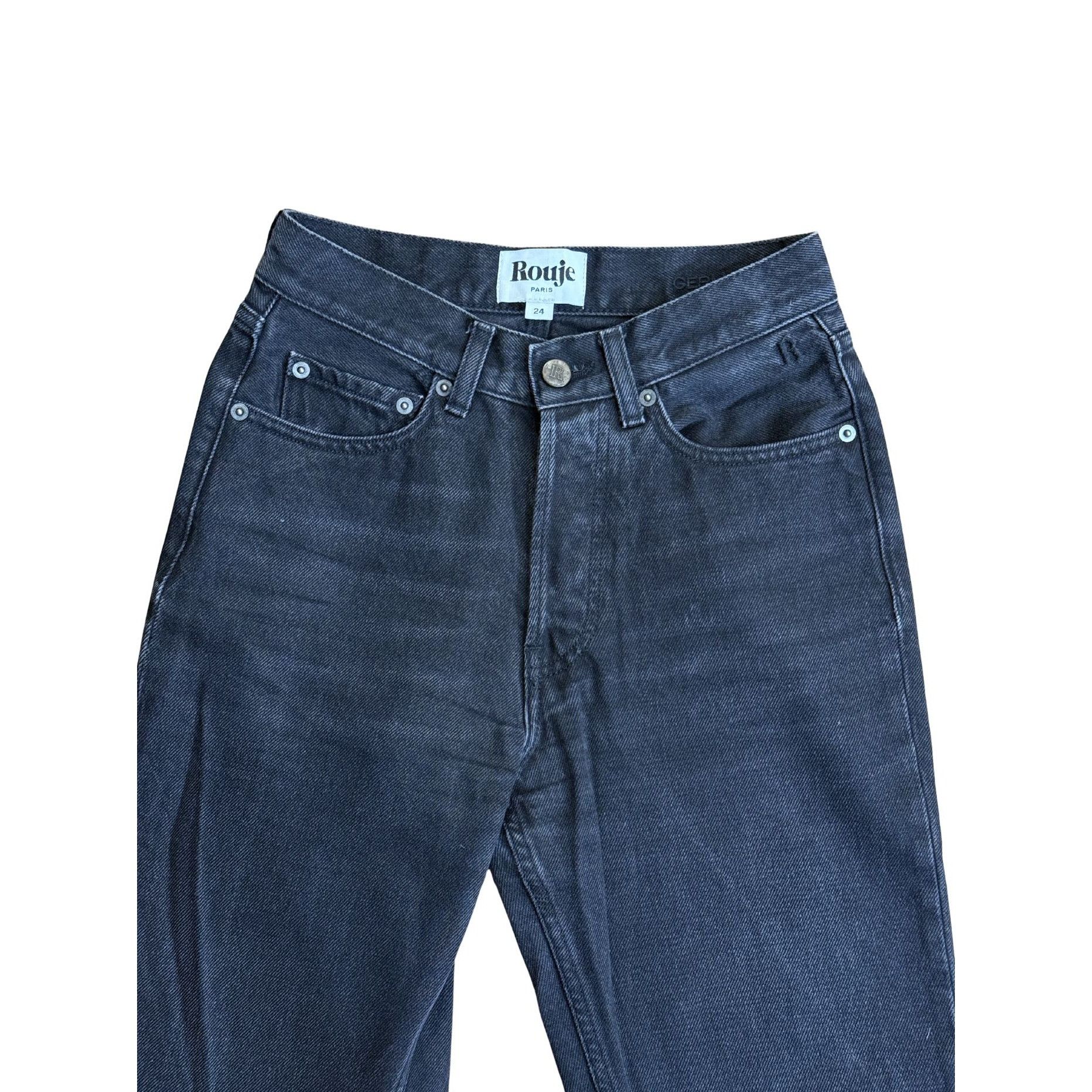 Rouje Rouje Paris Germain Black Denim Straight Leg Jeans EUC $210 Size 42" / US 20 - 3 Thumbnail