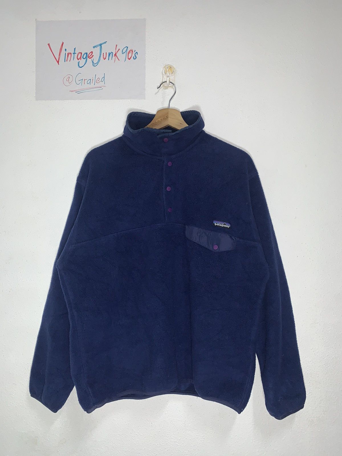 image of Outdoor Life x Patagonia Vintage Patagonia Half Button Sweatshirt Fleece in Blue, Men's (Size Large