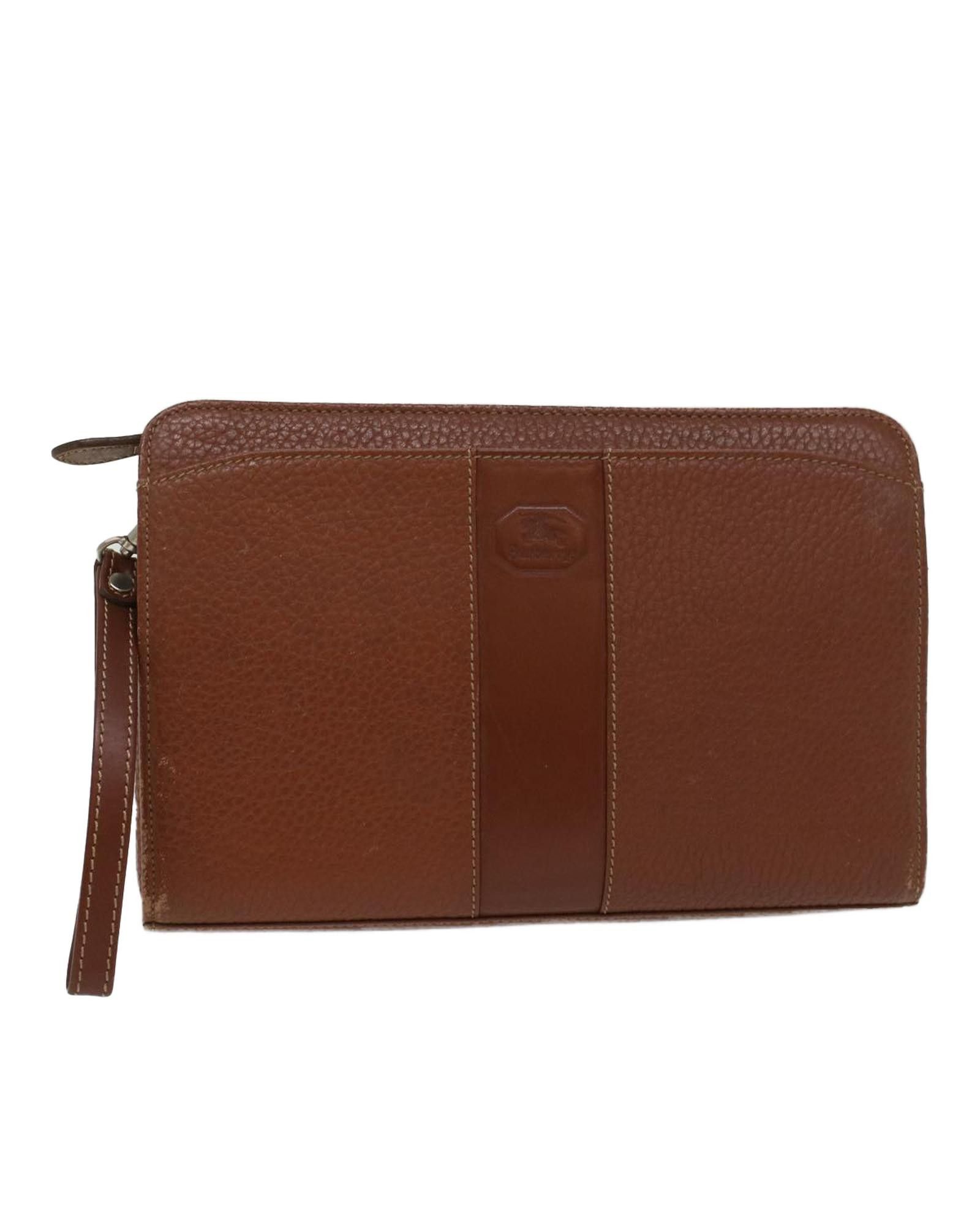 image of Burberry Elegant Leather Clutch in Brown, Women's