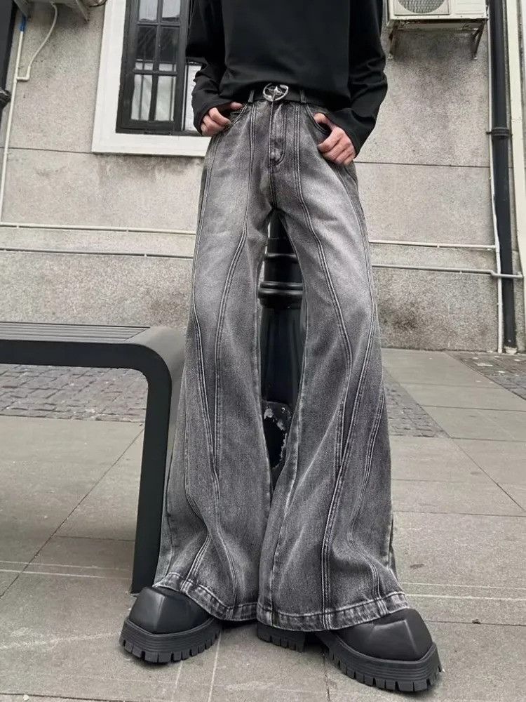 Vintage Grey Baggy Stacked Flare Jeans Size US 32 / EU 48 - 5 Thumbnail