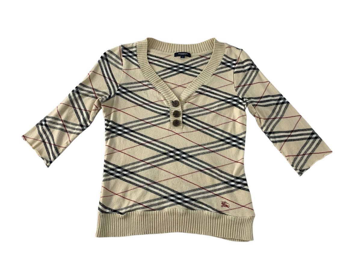 Burberry Hype Burberry London Nova Checked Monogram Knitwear Sweater Size XS / US 0-2 / IT 36-38 - 1 Thumbnail