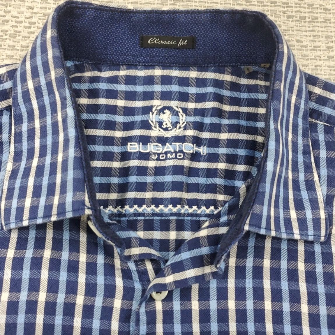 BUGATCHI VINTAGE not applicable; produce title: BUGATCHI Uomo Shirt Mens Large Blue Plaid Cotton Button Up Casual Classic Fit Size US L / EU 52-54 / 3 - 5 Thumbnail