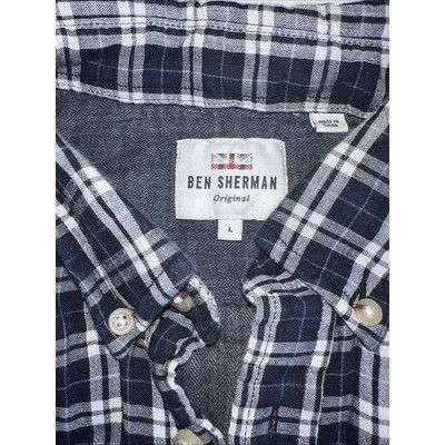 Ben Sherman BEN SHERMAN Shirt L Button Down Long Sleeve Grey & Blue & Wh Size US L / EU 52-54 / 3 - 4 Thumbnail