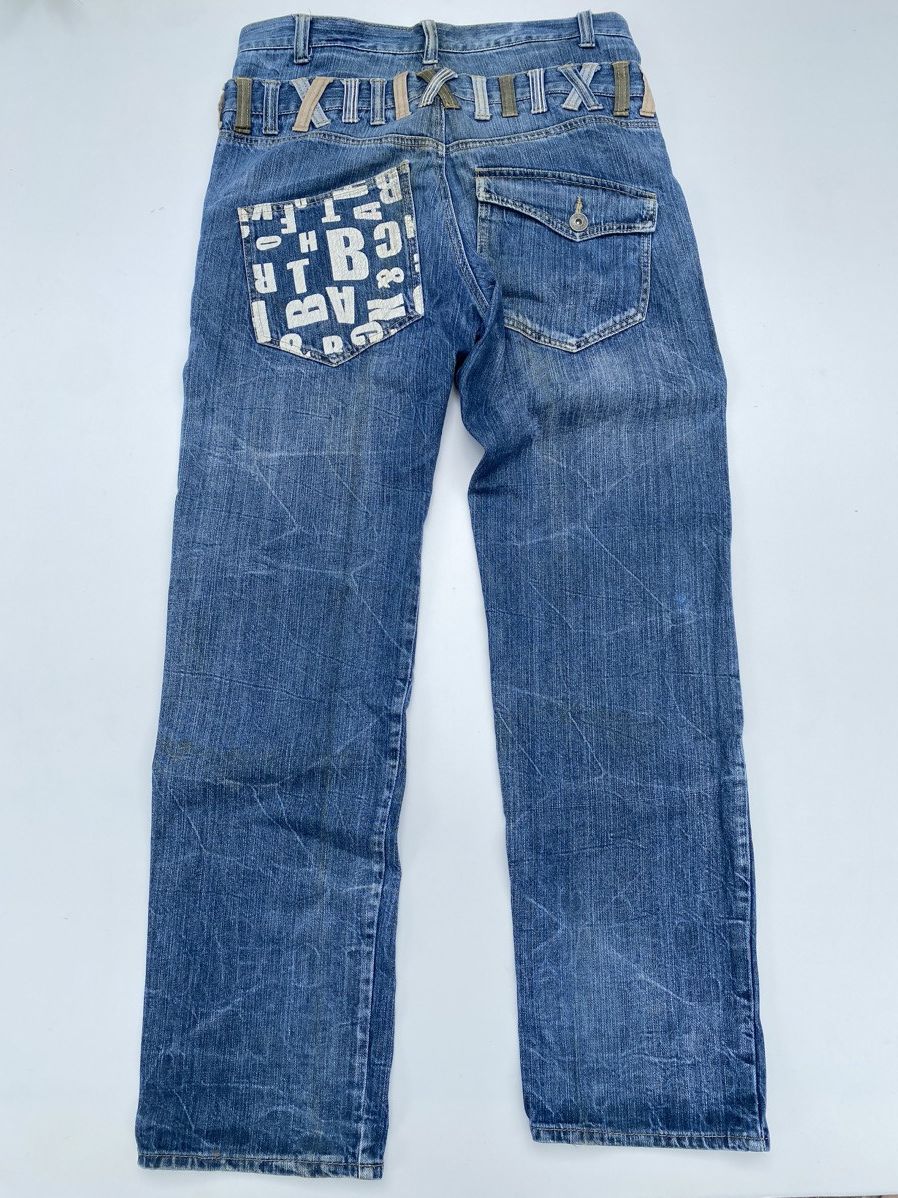 Japanese Brand Vtg Denim Double Waist Blue Flared Size US 35 - 2 Thumbnail