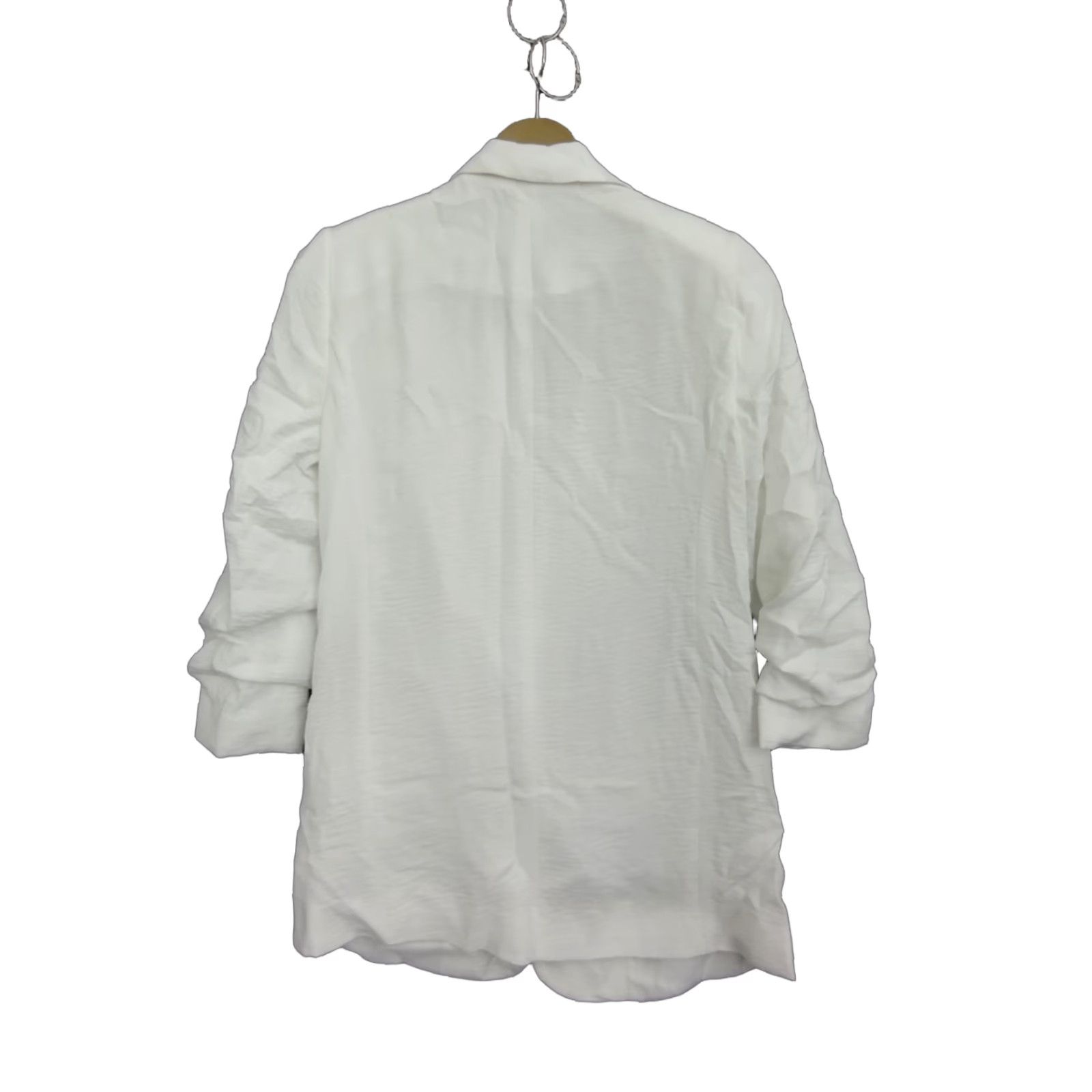Guess GUESS Blazer Jacket Ivory XS Women 3/4 Sleeve Cotton Blend Mid-Length Button Casual Solid Knitwear Jackets Size XS / US 0-2 / IT 36-38 - 1 Thumbnail