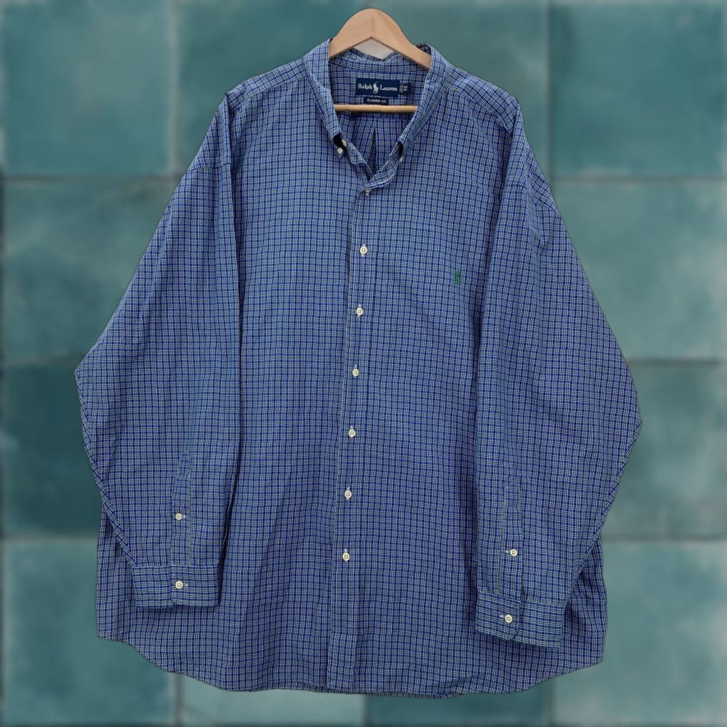 Ralph Lauren Polo Ralph Lauren Shirt Mens 4XB Blue Plaid Classic Fit Long Sleeve Big & Tall Size US XXL / EU 58 / 5 - 1 Thumbnail