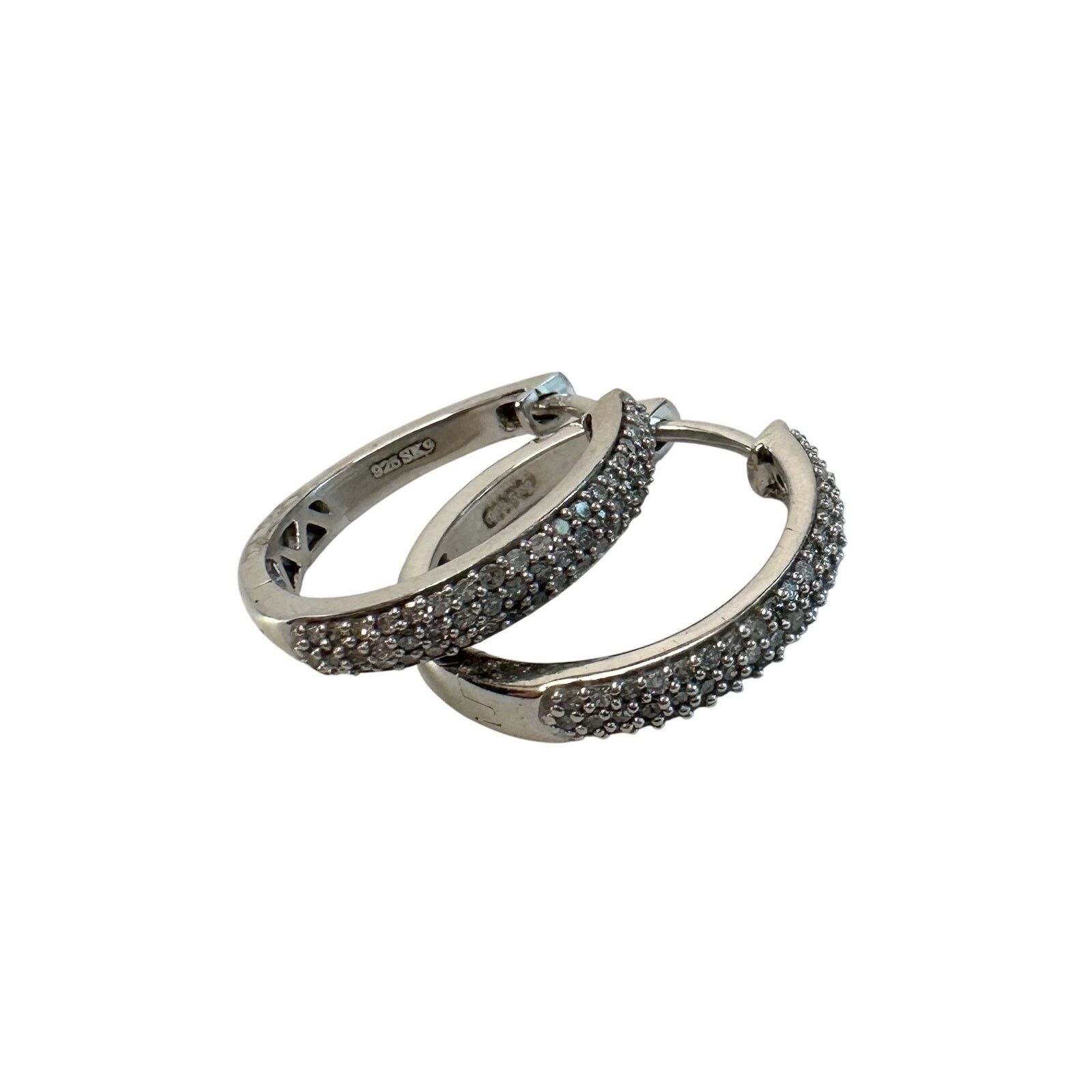Other 1/2 Carat Natural Diamond Hoop Earrings in Sterling Silver Size ONE SIZE - 3 Thumbnail