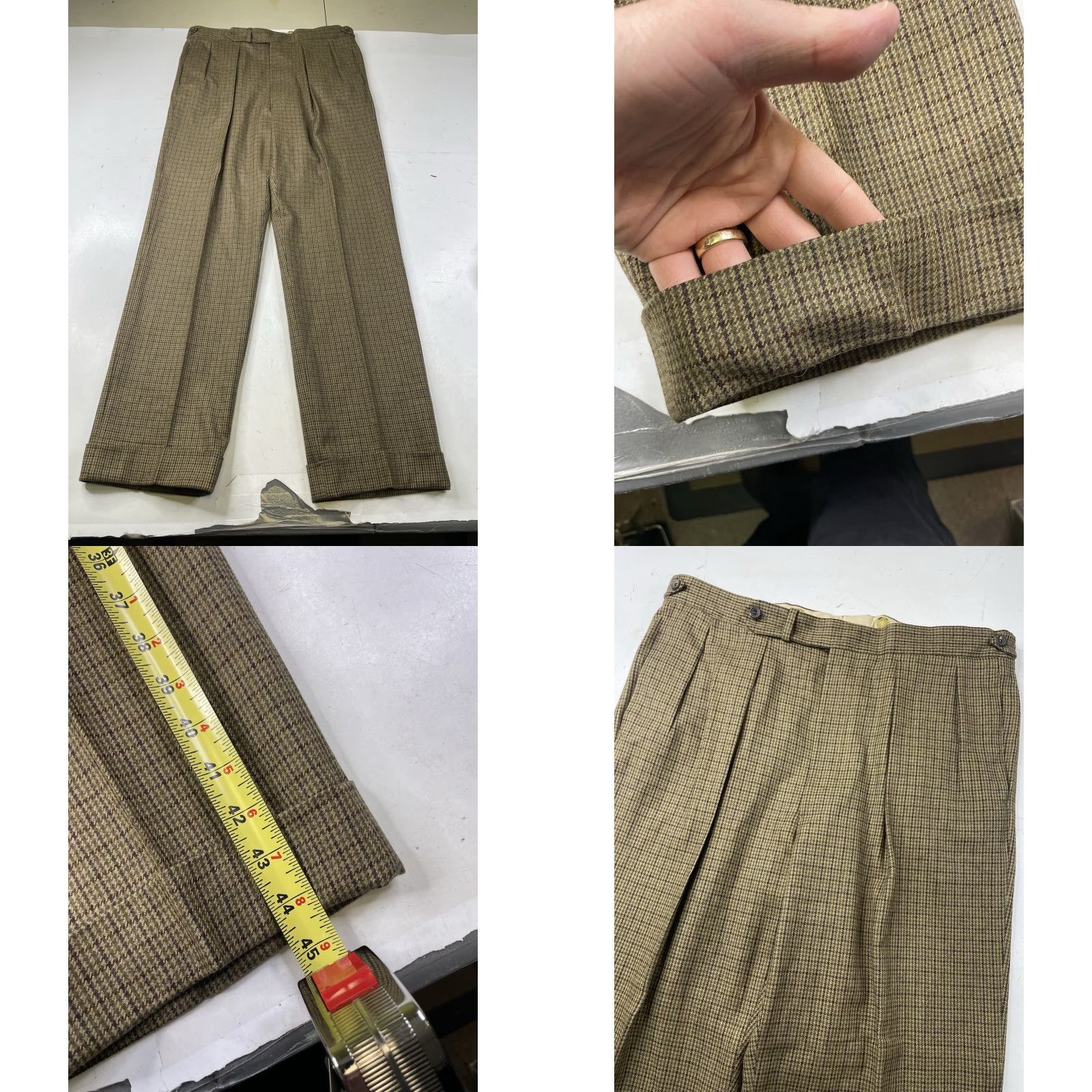 Paul Stuart Paul Stuart Plaid Houndstooth Wool Tweed Suit 42-36 Long Jacket Pants Mens Brown Multi 2 Piece Size 42R - 9 Thumbnail