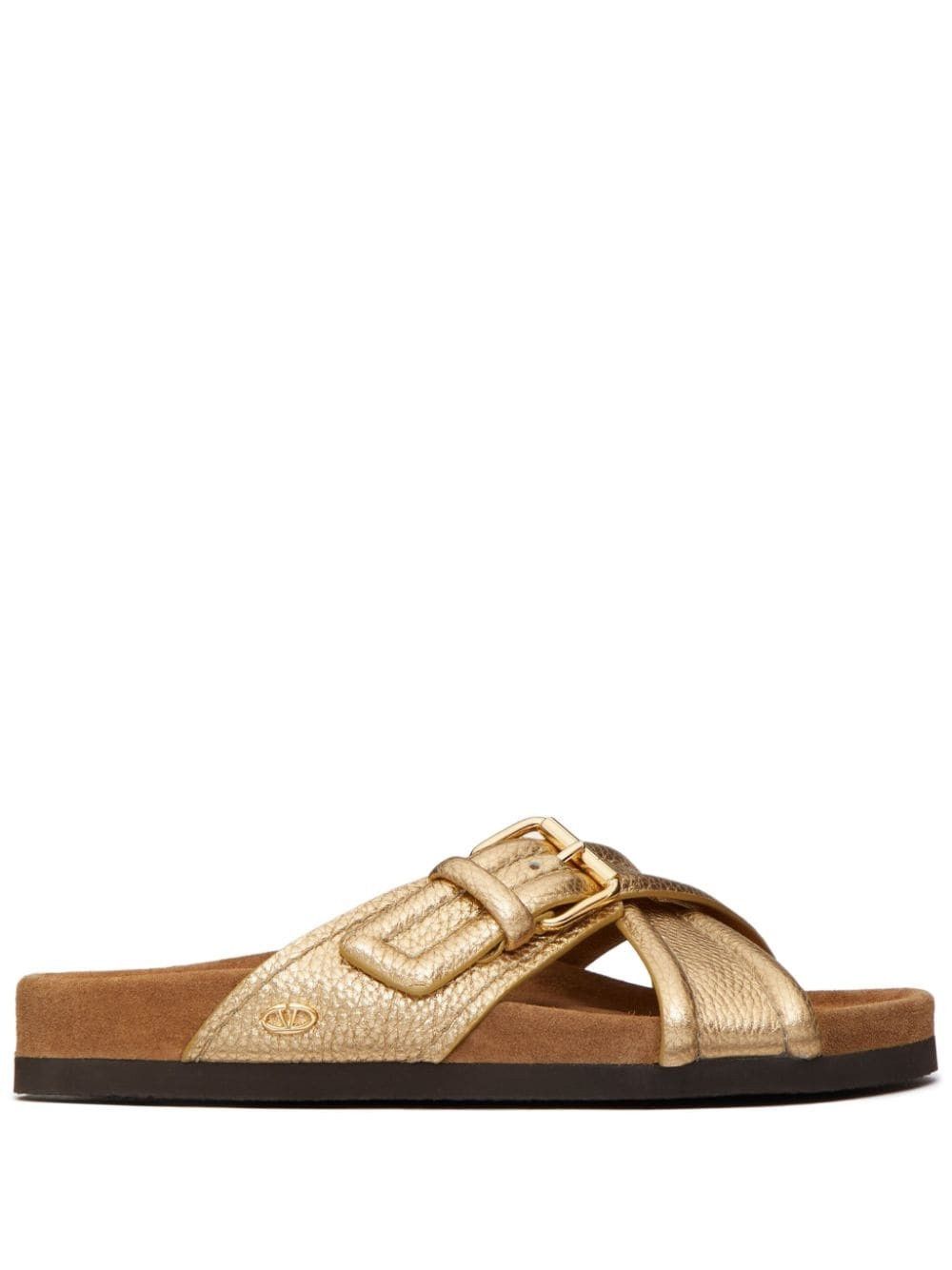 Valentino oc11z0825 Crossover-Strap Leather Slides in Gold Size US 6 / IT 36 - 1 Thumbnail