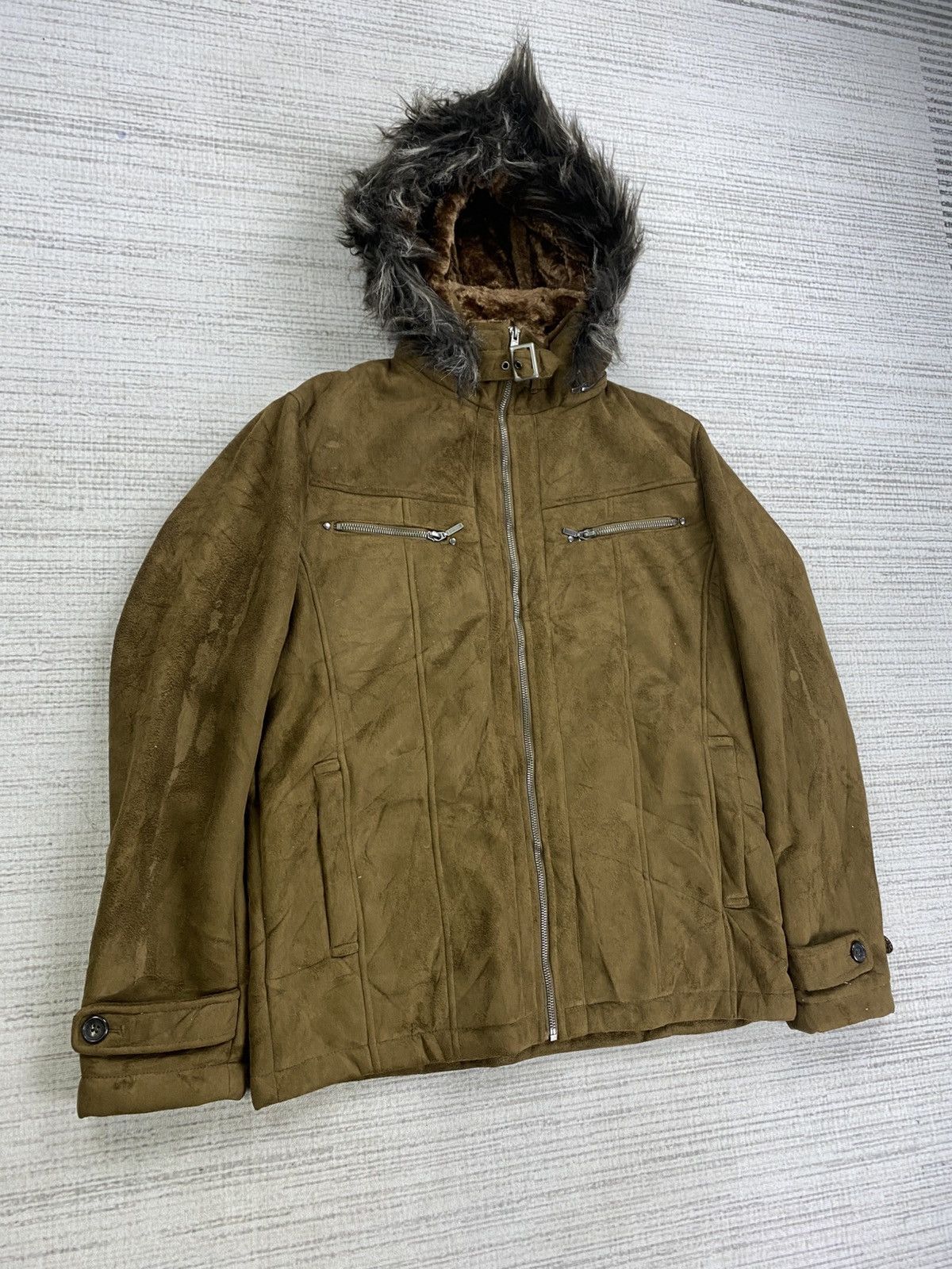 If Six Was Nine 🔥Louis Chavlon Faux Fur Hoodie Suede Leather Jacket Size US M / EU 48-50 / 2 - 3 Thumbnail