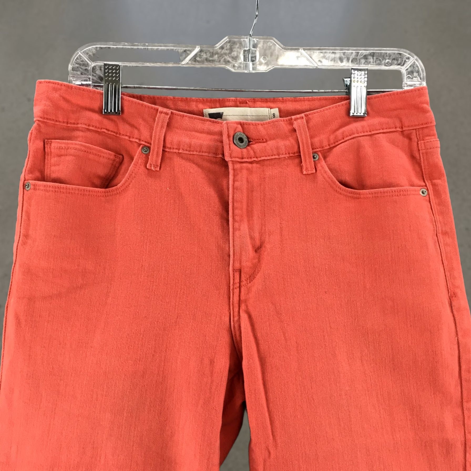 Levi's Levis Pedal Skimmer Short Womens 8 Coral Mid Rise Zip Fly Button 5 Pocket Cuffed Size 30" / US 8 / IT 44 - 1 Thumbnail