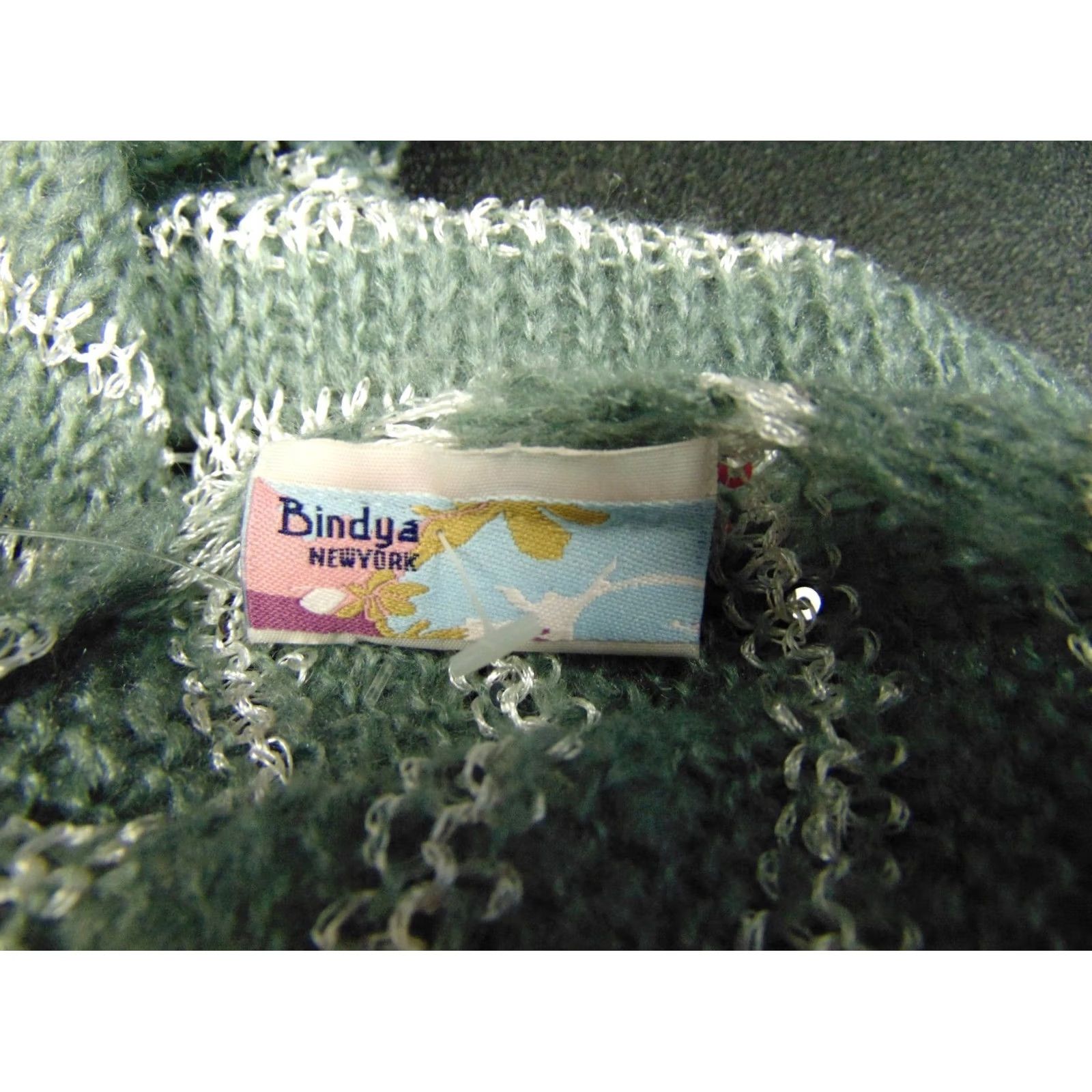 Vintage Bindya New York Scarf Infinity Knit Gray Sequin Striped 38" 9" Women Winter Fall Handmade No Size ONE SIZE - 3 Thumbnail