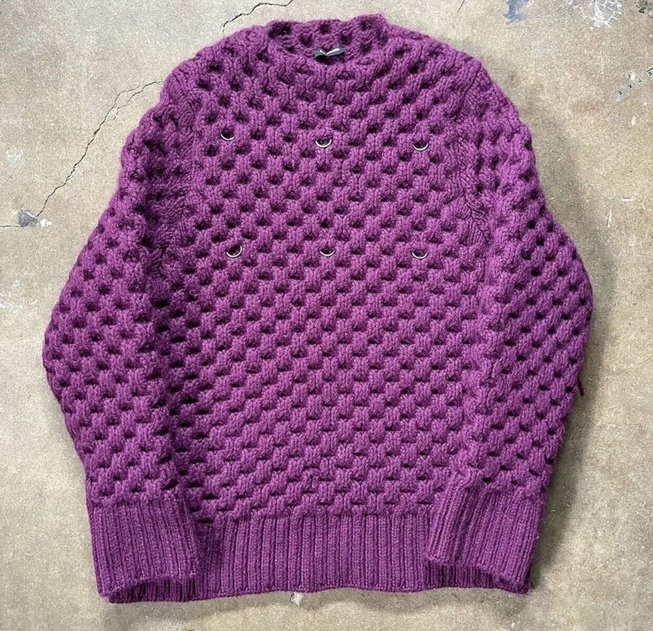 Pre-owned Raf Simons Oversized Honeycomb Knit Sweater/sz.lg In Purple