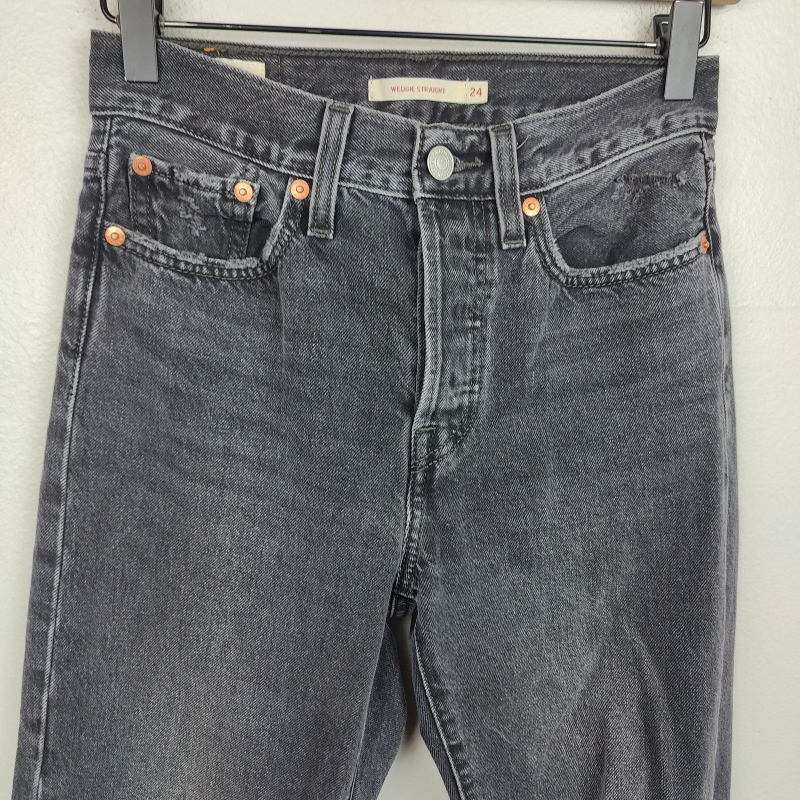 Levi's Levis Wedgie Icon Fit Jeans Womens 24 Black Wash Straight Size 24" / US 00 / IT 34 - 2 Thumbnail