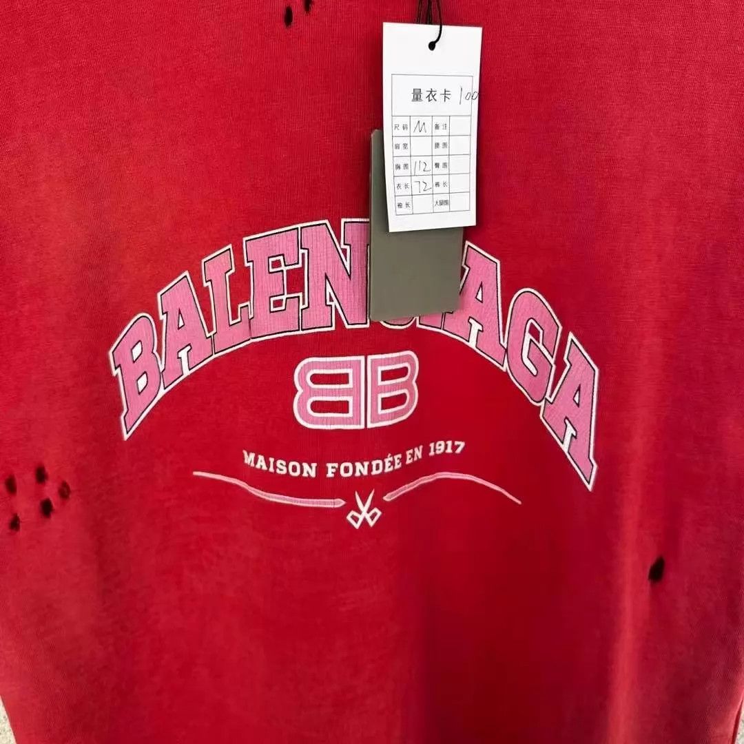 Balenciaga Balenciaga Red Scissors Destroyed SS Tee M NWT Size M / US 6-8 / IT 42-44 - 3 Thumbnail