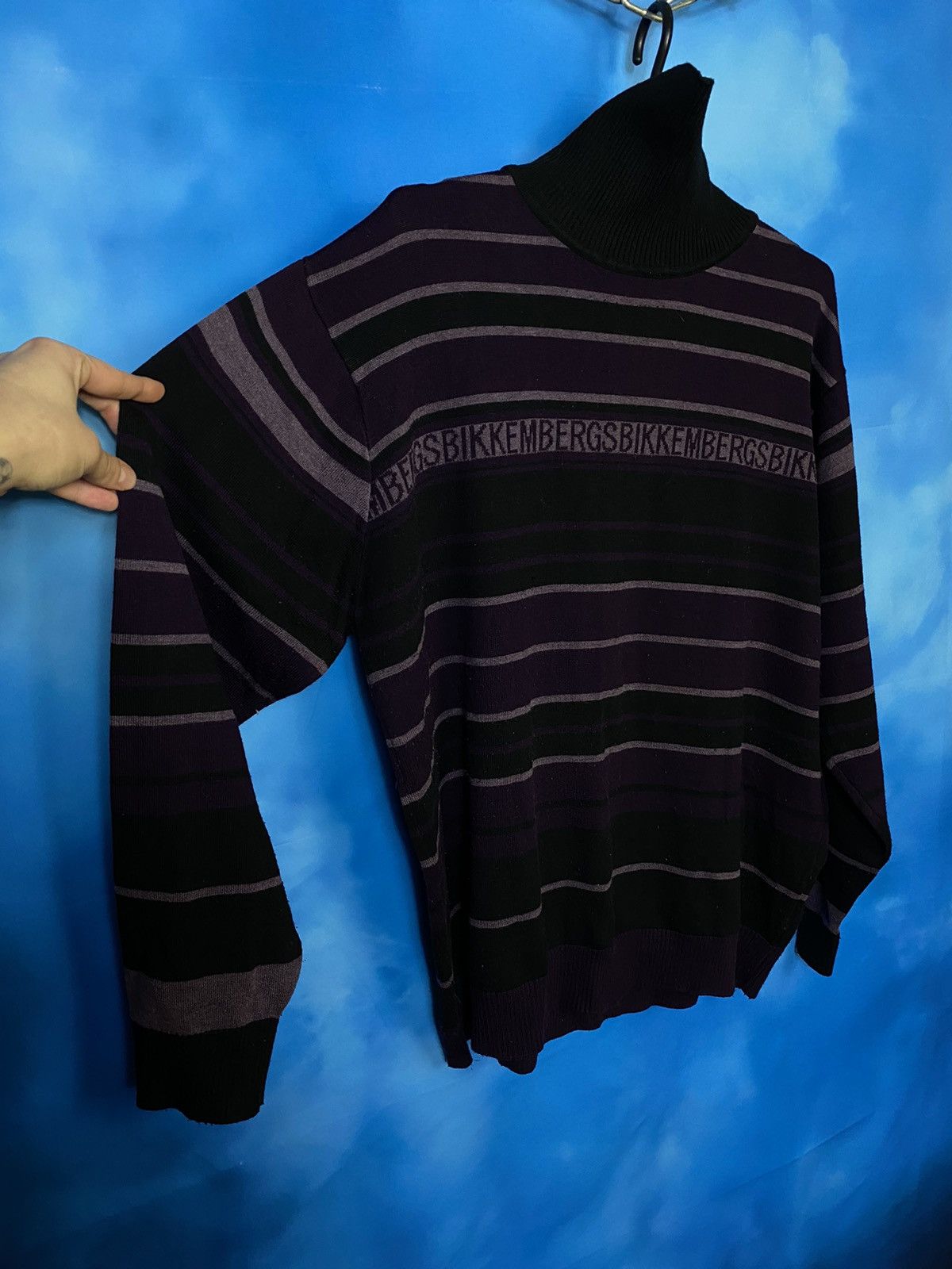 Dirk Bikkembergs × Vintage 💥 Dirk BIKKEMBERGS Striped high neck sweater Size US L / EU 52-54 / 3 - 2 Thumbnail
