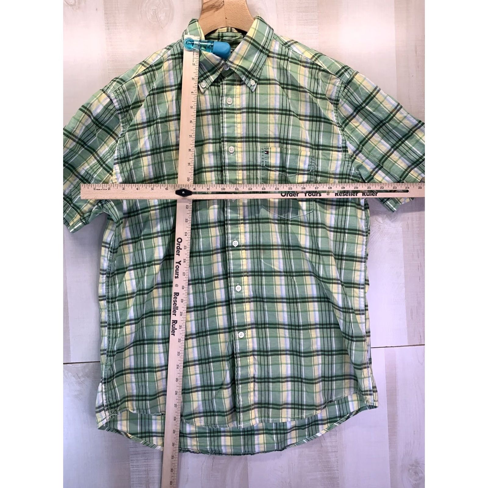 Tommy Hilfiger VINTAGE Tommy Hilfiger Men’s L Green Plaid Short Sleeve Button-Down Shirt-4108 Size US L / EU 52-54 / 3 - 2 Thumbnail
