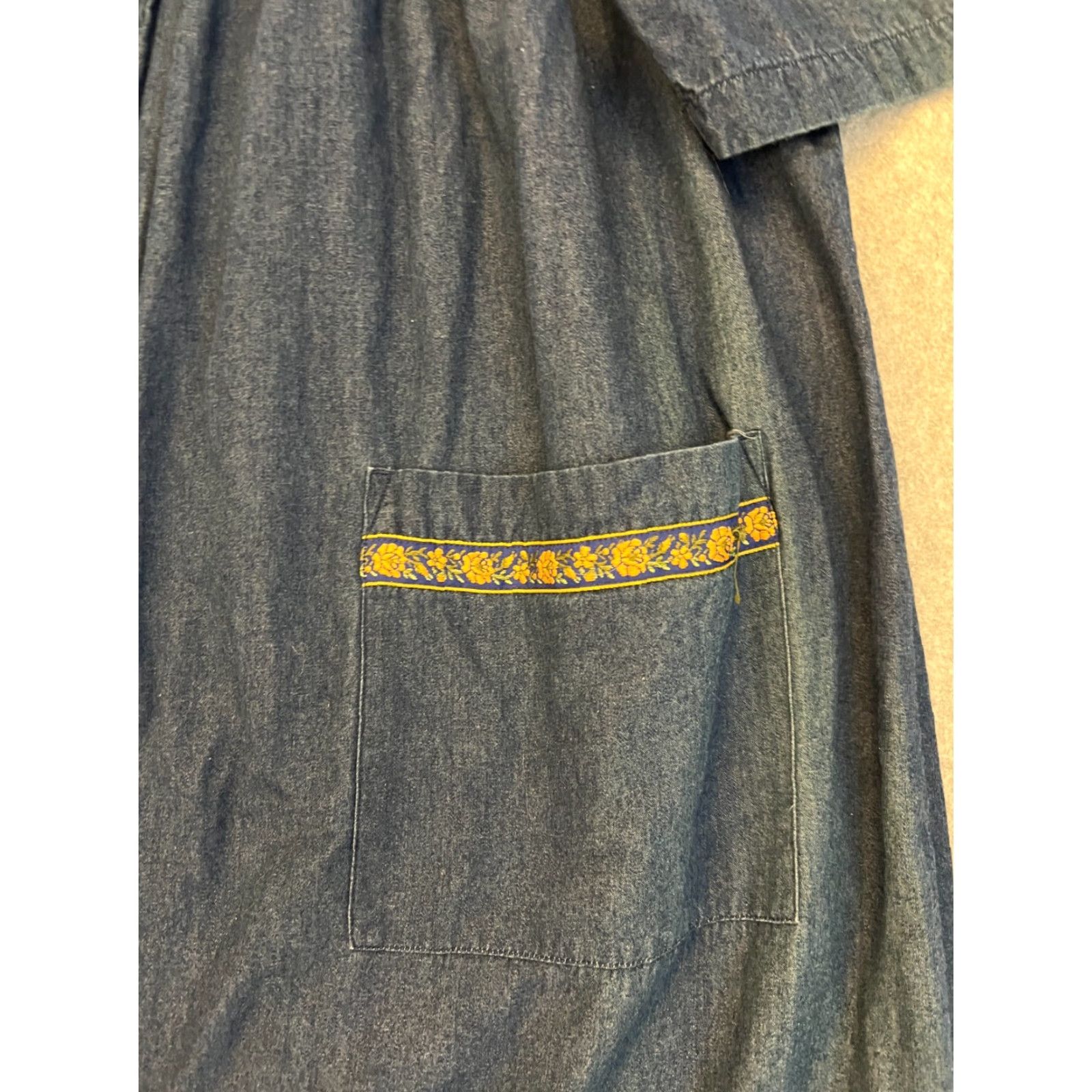 Denime Go Softly Patio Denim Dress Women's Small Embroidered Floral Zip Cottagecore Dress Size S / US 4 / IT 40 - 4 Thumbnail