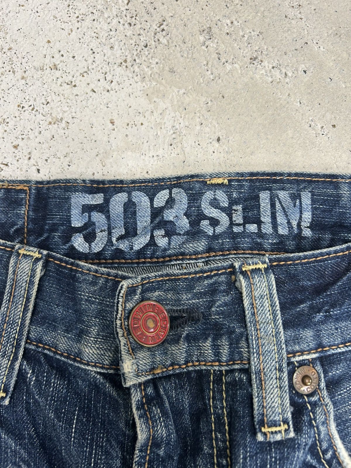 Le Grande Bleu (L.G.B.) Vintage Edwin Japan 503 Blue Trip Slim Whisker Washed Size US 32 / EU 48 - 14 Thumbnail