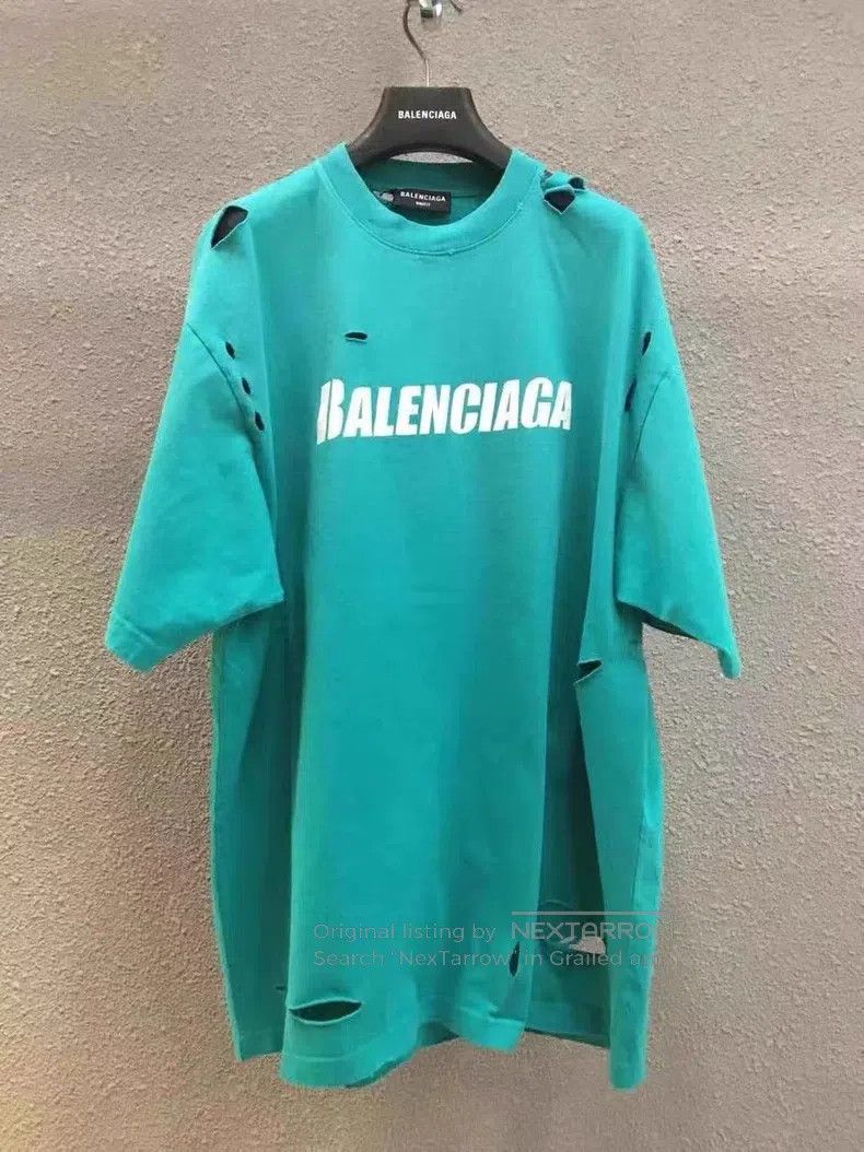 Balenciaga Balenciaga Letter Destroyed Blue Short Sleeve Size US M / EU 48-50 / 2 - 4 Thumbnail