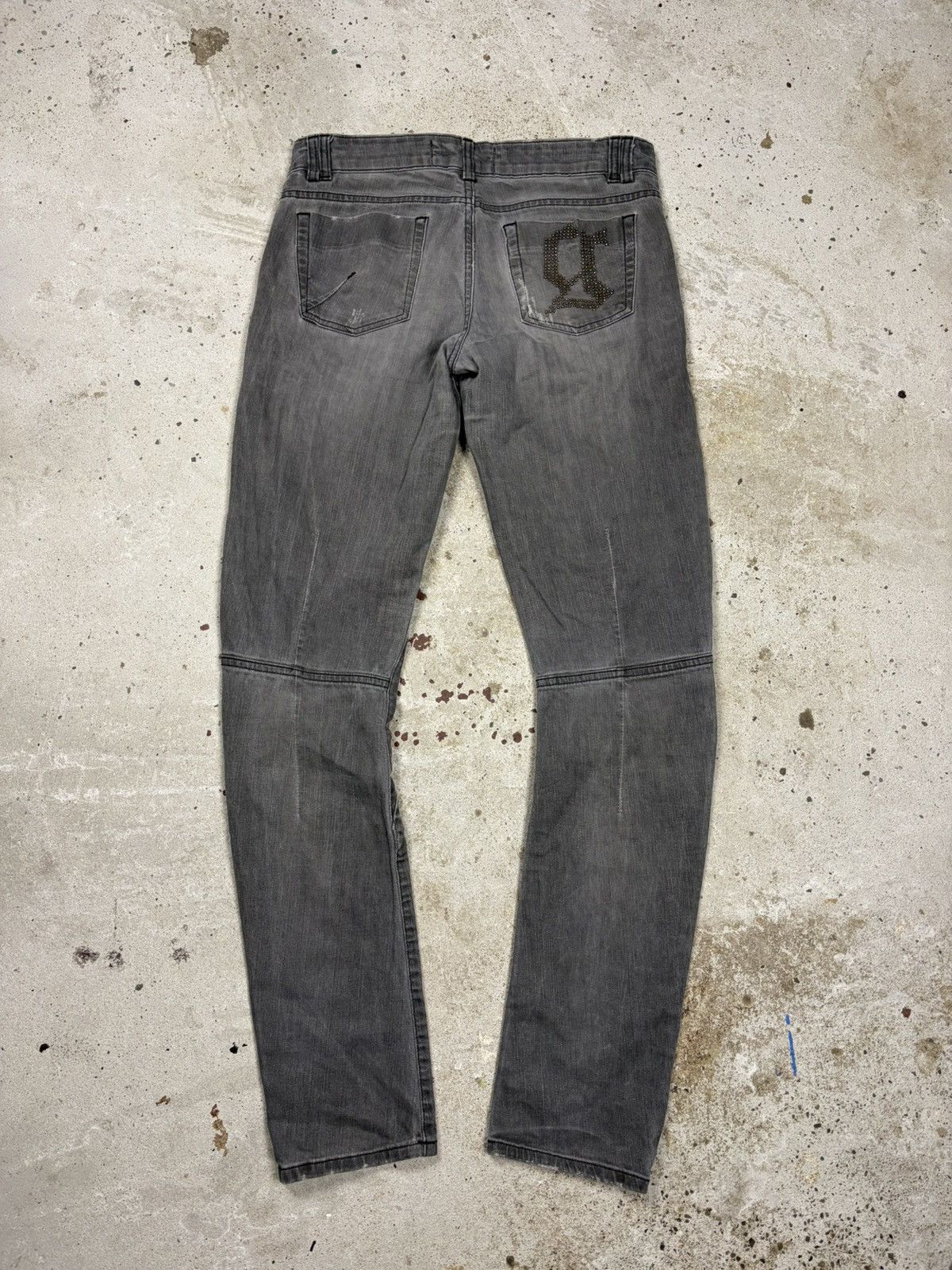 John Galliano 2000s John Galliano Grey Jeans Denim Pants Studs Rhinestones Size 30" / US 8 / IT 44 - 1 Thumbnail