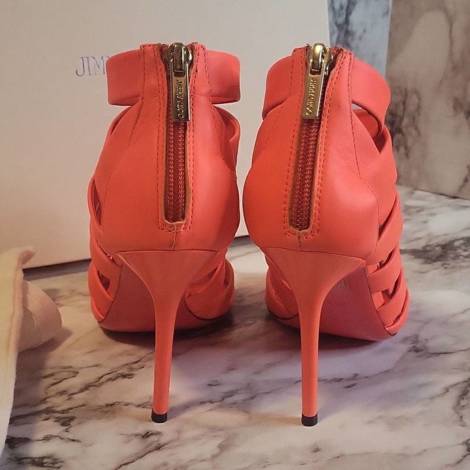 Jimmy Choo Jimmy Choo Damsen Neon Flame Nappa Leather Sandals Heels 6.5 Size US 6.5 / IT 36.5 - 15 Thumbnail