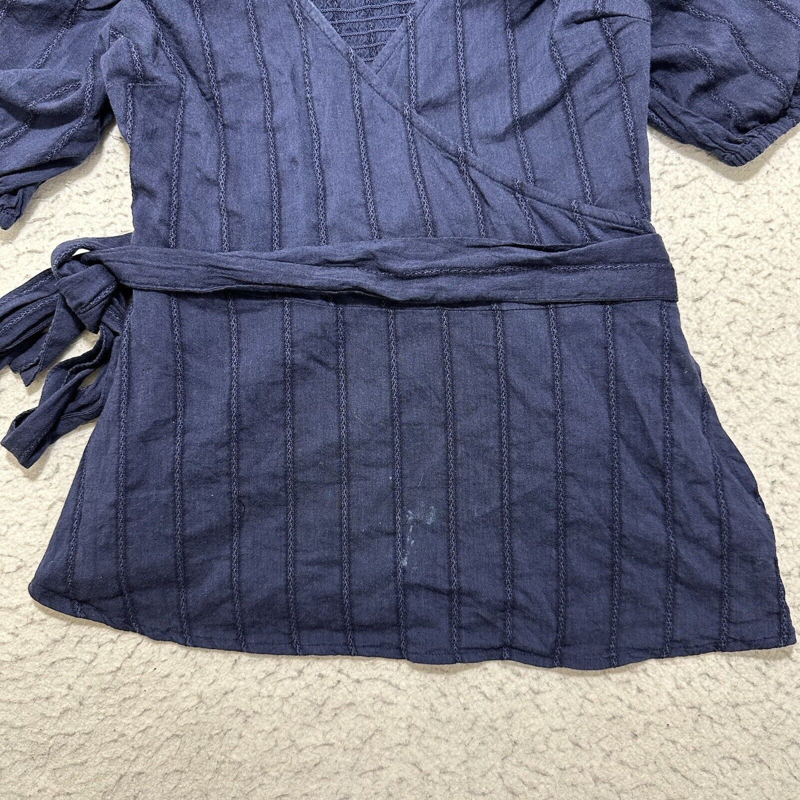 Old Navy Old Navy XS Tall XST Blue Wrap Top V-Neck Blouse Size XS / US 0-2 / IT 36-38 - 5 Thumbnail