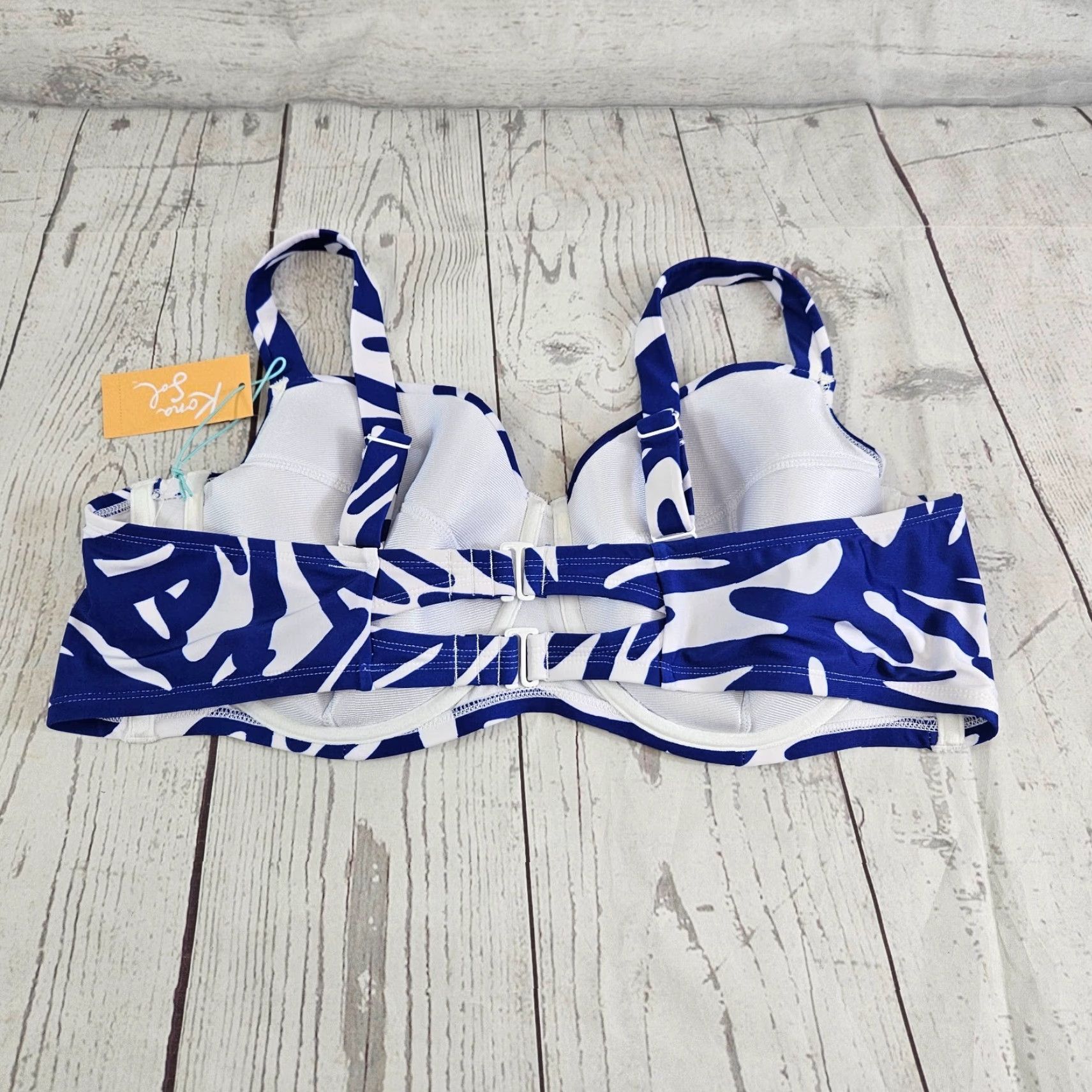 Vintage Kona Sol Bikini Top Womens 18 Blue White Adjustable Straps Top Size XXL / US 16-18 / IT 52-54 - 2 Thumbnail