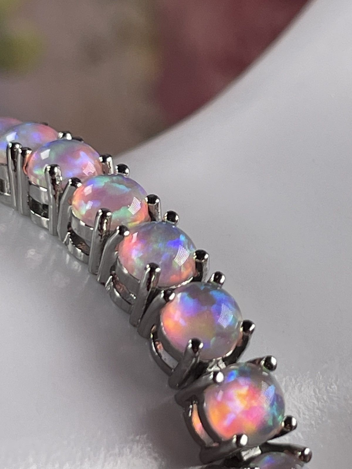 Other Genuine Ethiopian OPAL 14k White Gold plated Bolo Bracelet Size ONE SIZE - 3 Thumbnail