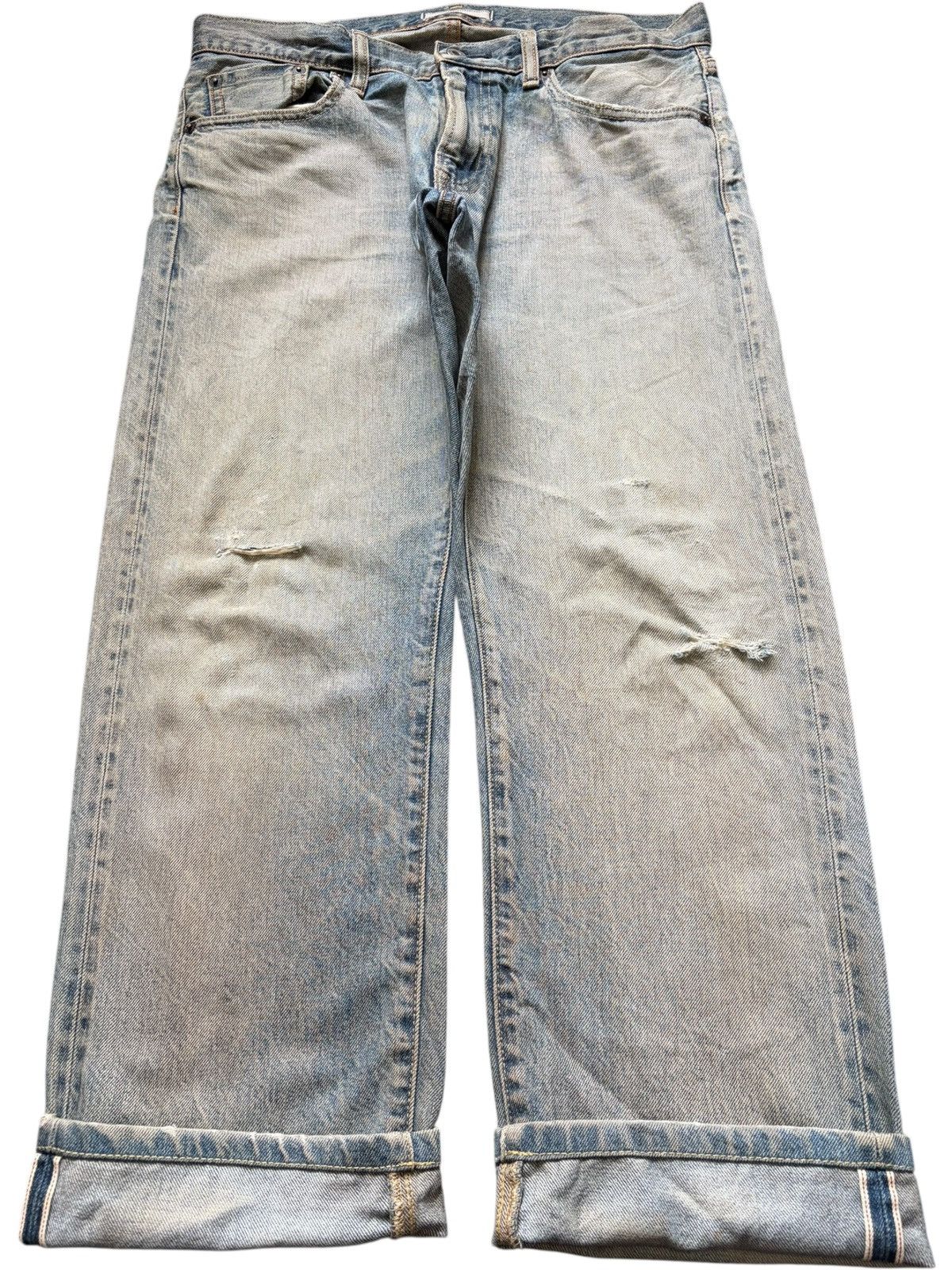 Vintage Uniqlo Selvedge Mud Wash Distressed Jeans