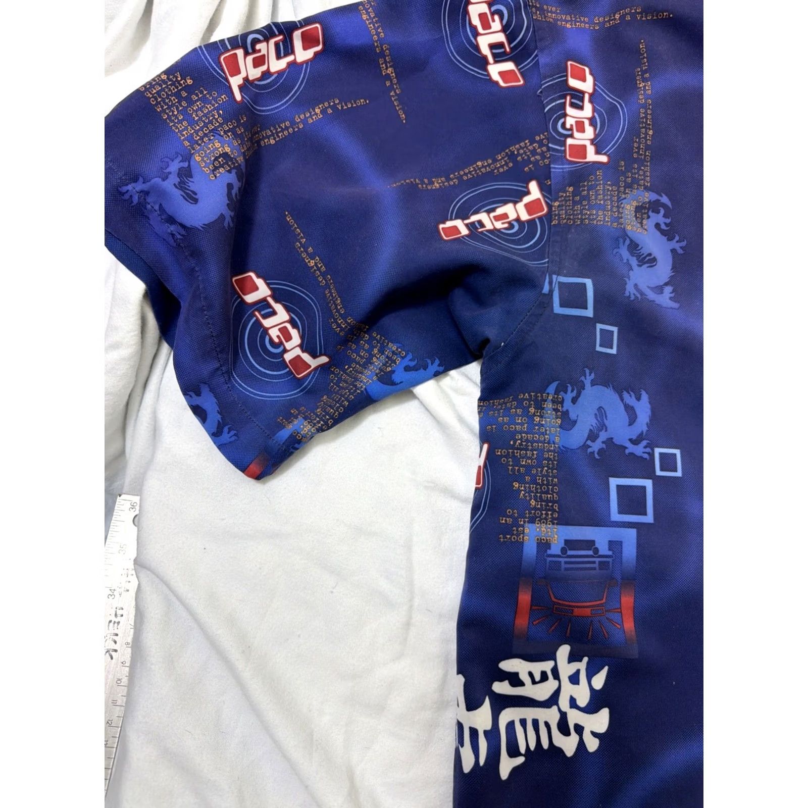 Vintage VINTAGE Paco Shirt Adult Large Blue Asian Dragon Streetwear Button Men L Flaw Size US L / EU 52-54 / 3 - 6 Thumbnail