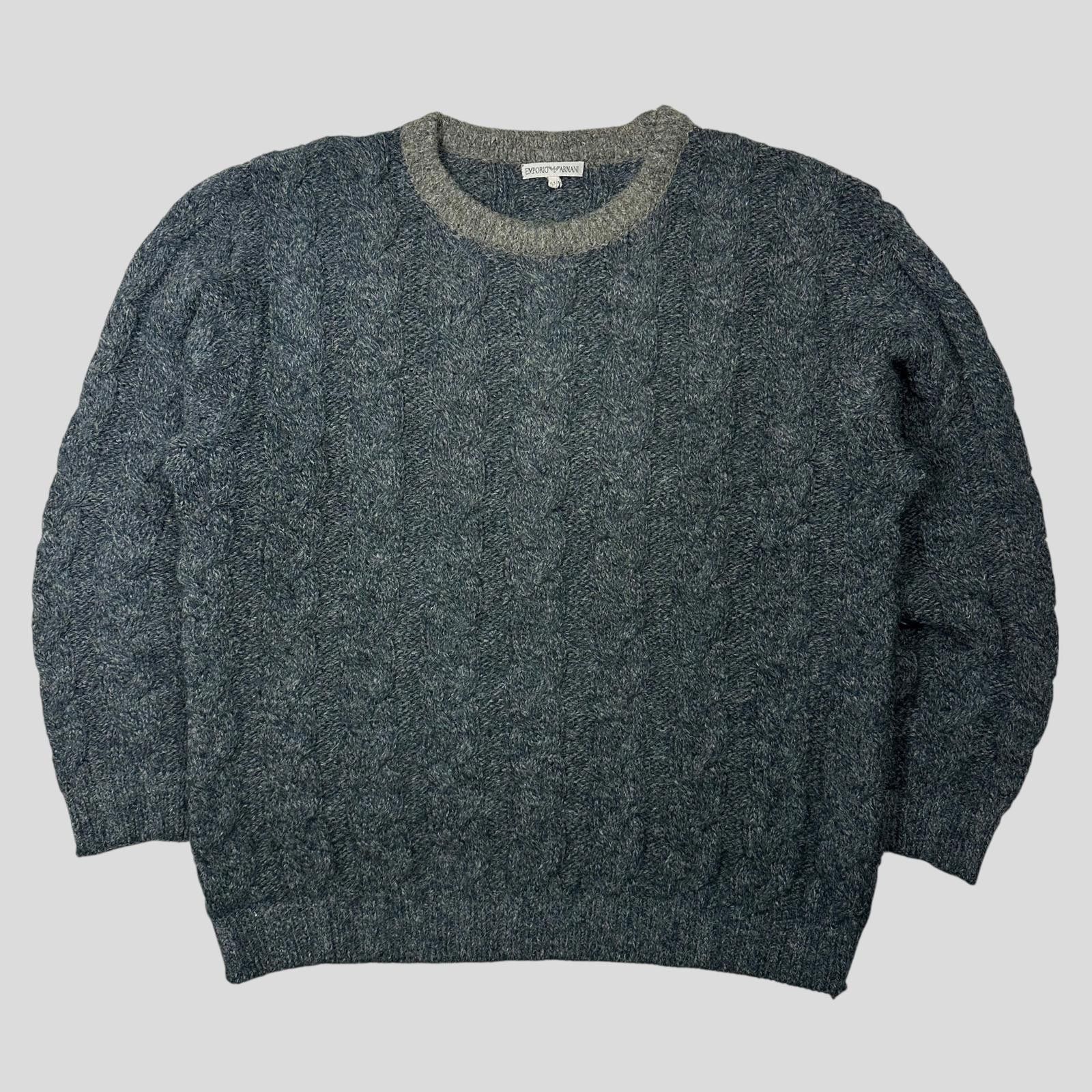 Armani Emporio Armani 80’s Alpaca Wool Cable Knit Jumper - L Size US L / EU 52-54 / 3 - 1 Thumbnail