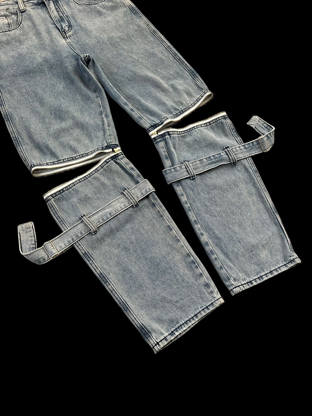 Japanese Brand × Seditionaries Volcan & Aphrodite 🇯🇵 Washed Denim Bondage Pants Size US 30 / EU 46 - 4 Thumbnail