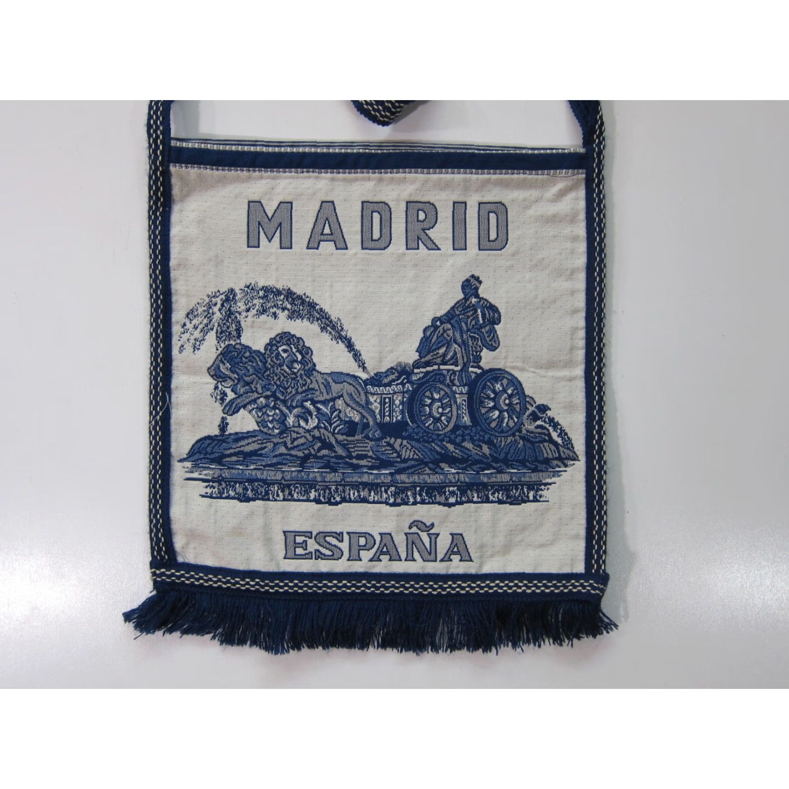 Vintage Vintage Handmade Blue Madrid Espana Cloth Satchel Tote Shoulder Bag Purse Size ONE SIZE - 3 Thumbnail