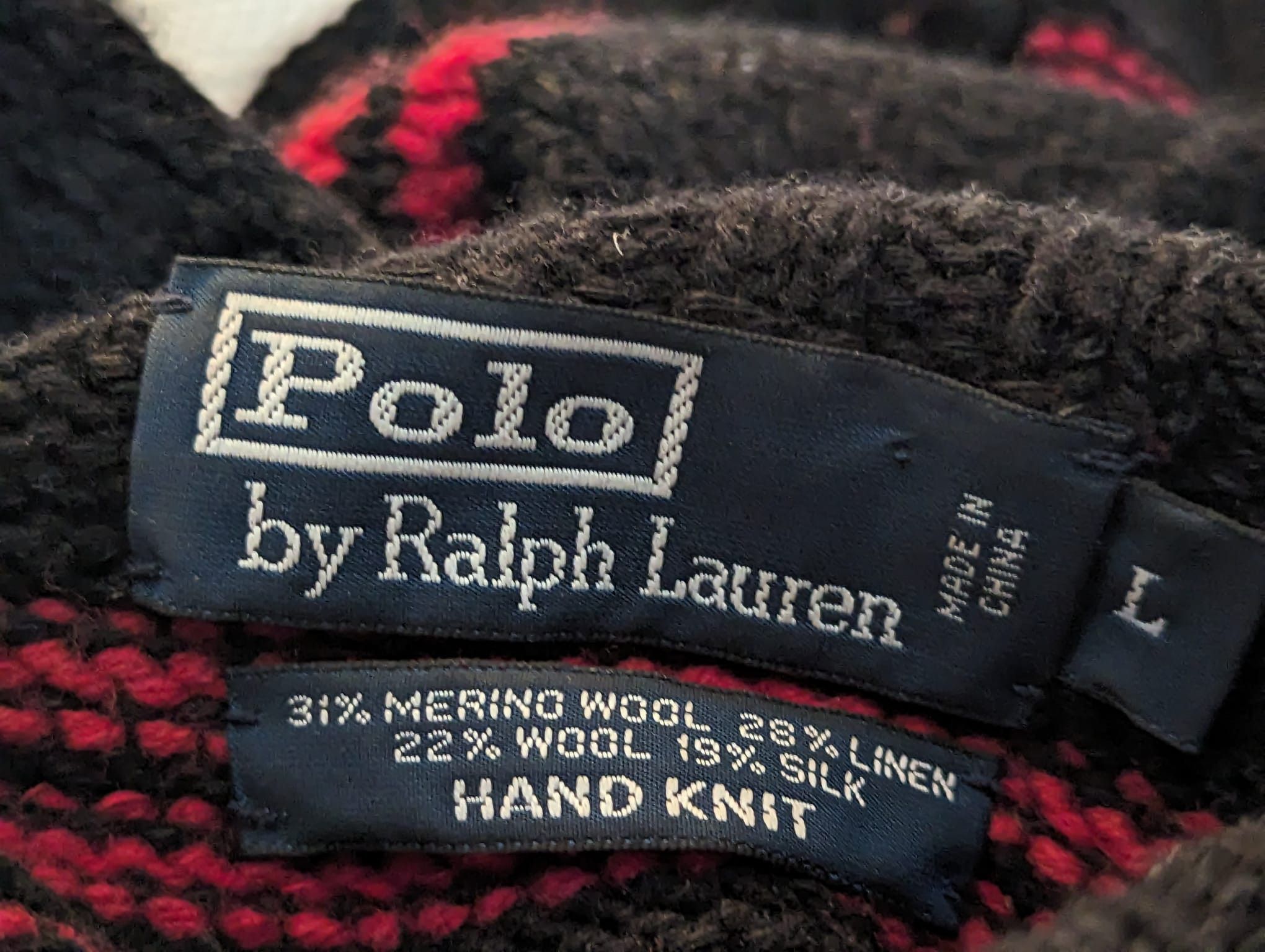image of Polo Ralph Laurent Sweater in Red/Black, Men's (Size Large)