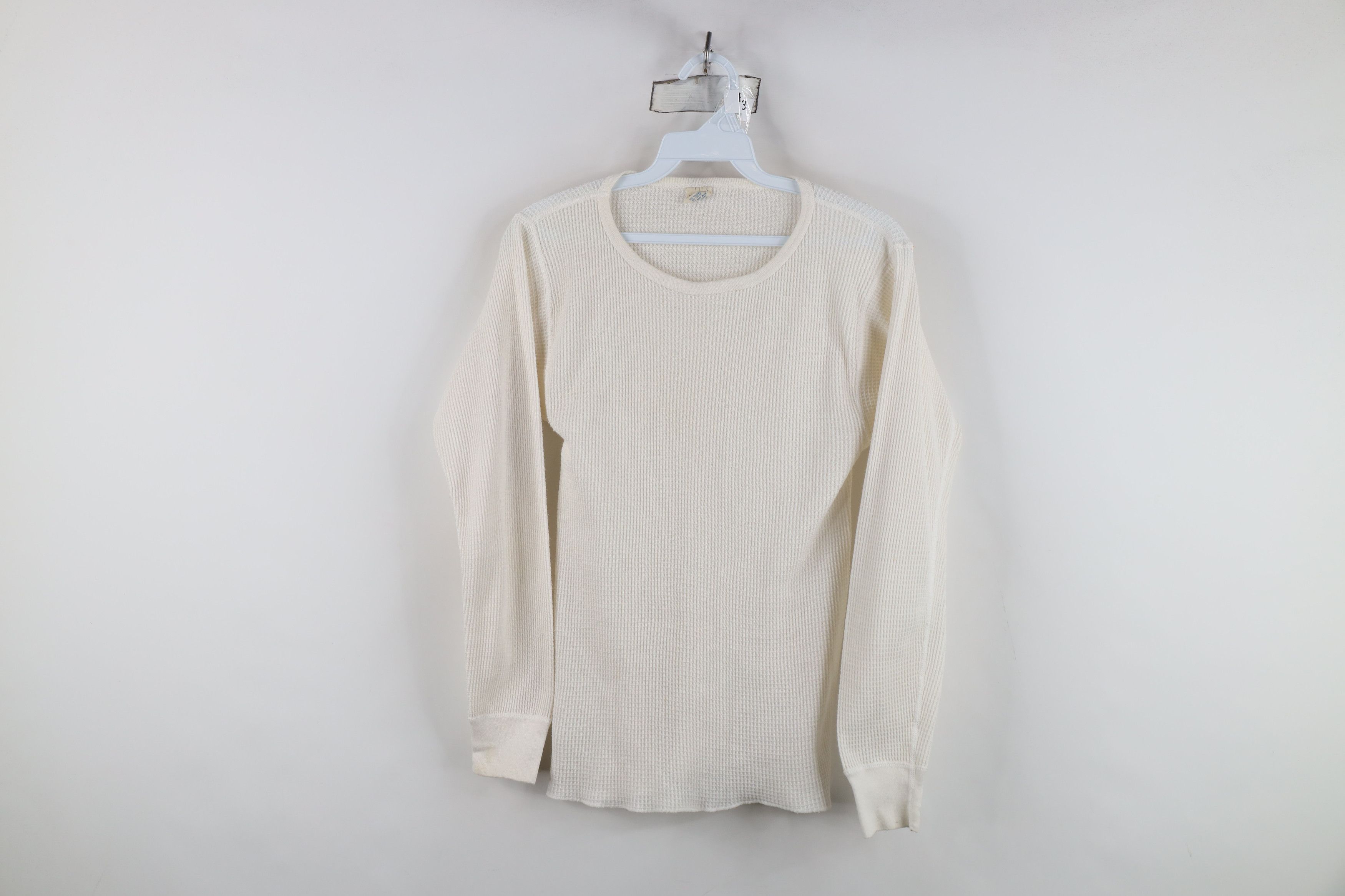 Vintage Vintage 90s Streetwear Waffle Knit Long Sleeve T-Shirt USA Size L / US 10 / IT 46 - 1 Thumbnail