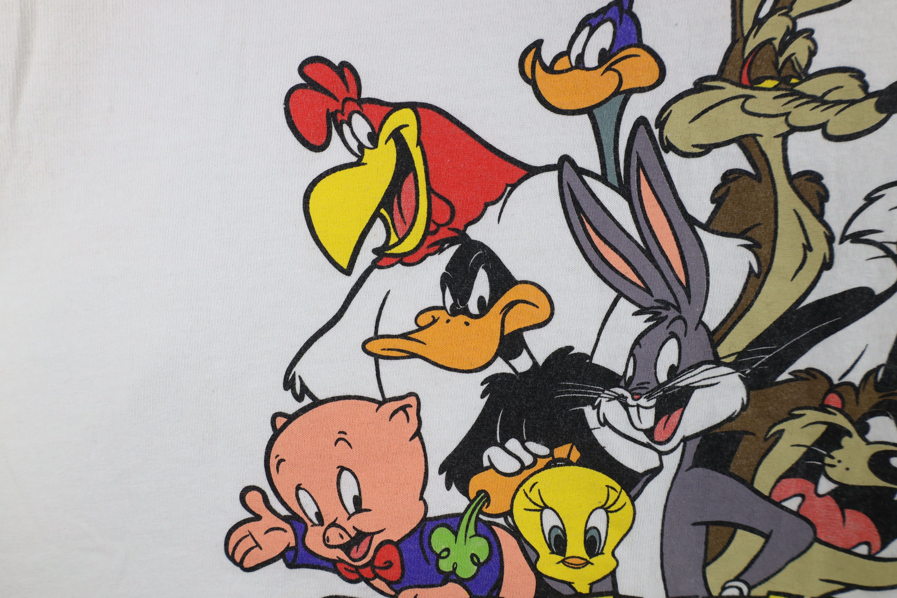 Vintage Vintage 90s Looney Tunes Out Short Sleeve T-Shirt White Size US XL / EU 56 / 4 - 5 Thumbnail