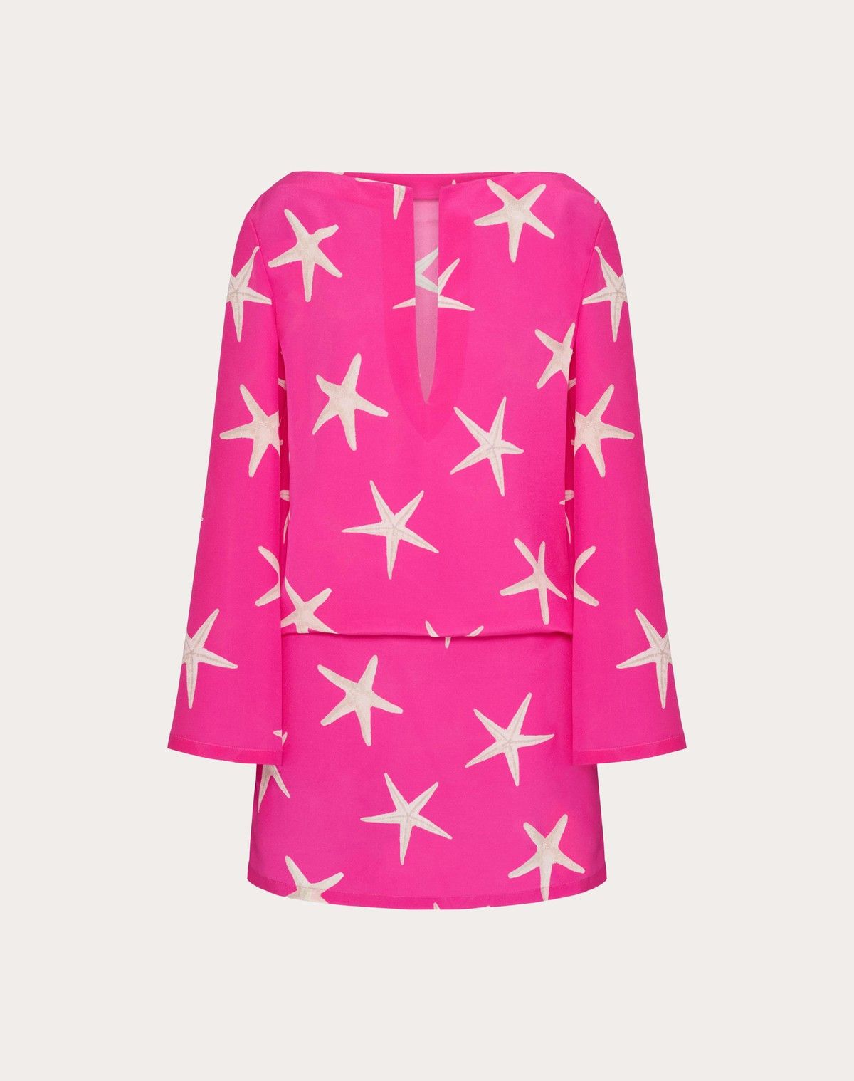 Valentino o1s1wg110525 Starfish Crepe De Chine Short Dress in Pink Size L / US 10 / IT 46 - 1 Thumbnail