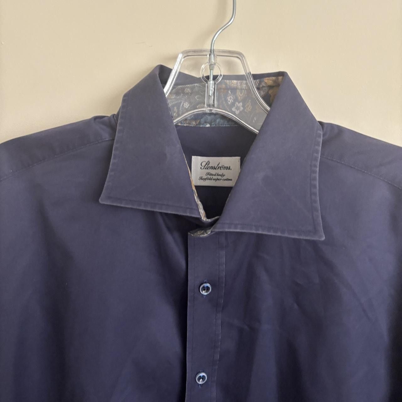 Strenstroms Stenströms Fitted Body Twofold Cotton Shirt Navy Size US L / EU 52-54 / 3 - 3 Thumbnail