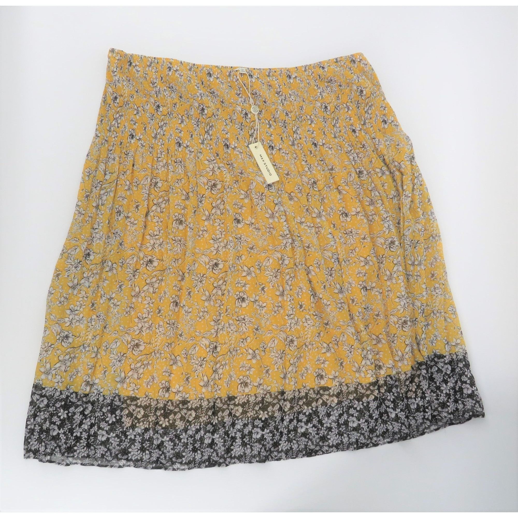 Other Max Studio Womens Floral Yellow & Black Skirt 3X NWT $78 Size 41" - 1 Thumbnail