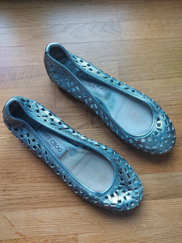 Jimmy Choo Jimmy Choo silver leather ballet flats 2.5 Size US 4.5 / IT 34.5 - 5 Thumbnail