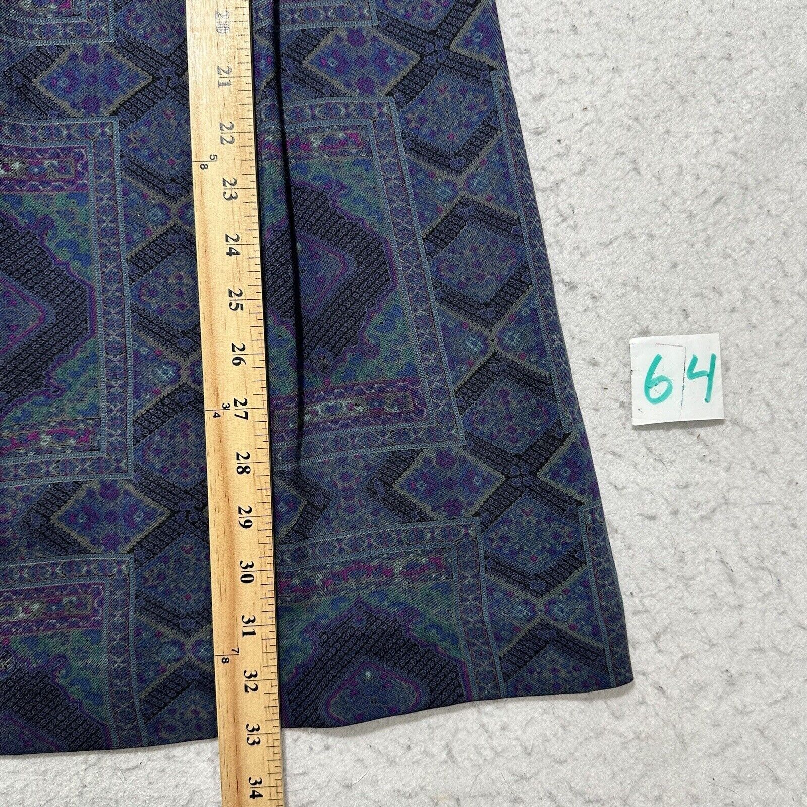 Other Vintage Herman Geist 10 A-Line Maxi Skirt Navy Ornate USA Size 32" / US 10 / IT 46 - 11 Thumbnail