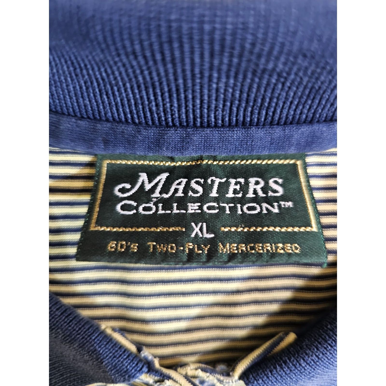 Vintage VINTAGE Masters Collection Augusta Logo Blue Striped Polo Golf Shirt Mens 2XL 2 Ply Size US XXL / EU 58 / 5 - 6 Thumbnail